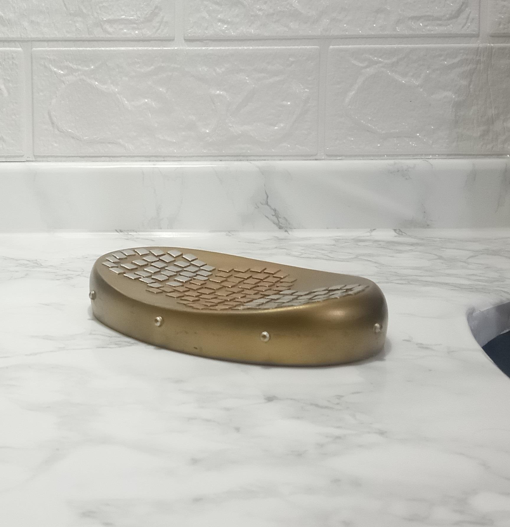 Sabunluk Altın Mozaik Model Poliresin 12x9x4cm