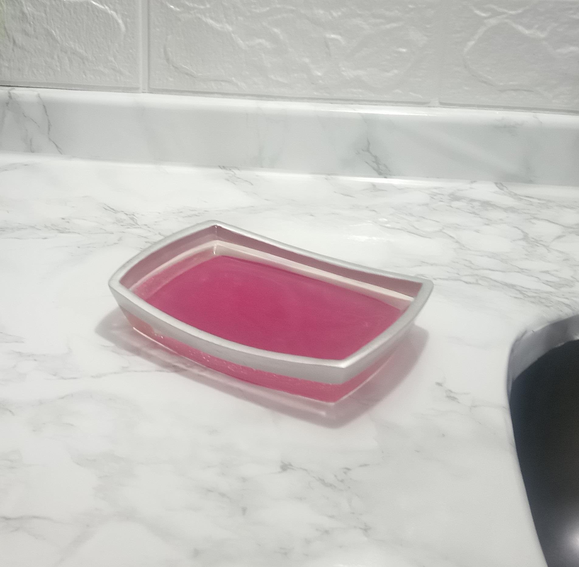 Sabunluk Gri Pembe Poliresin 14x10x2cm