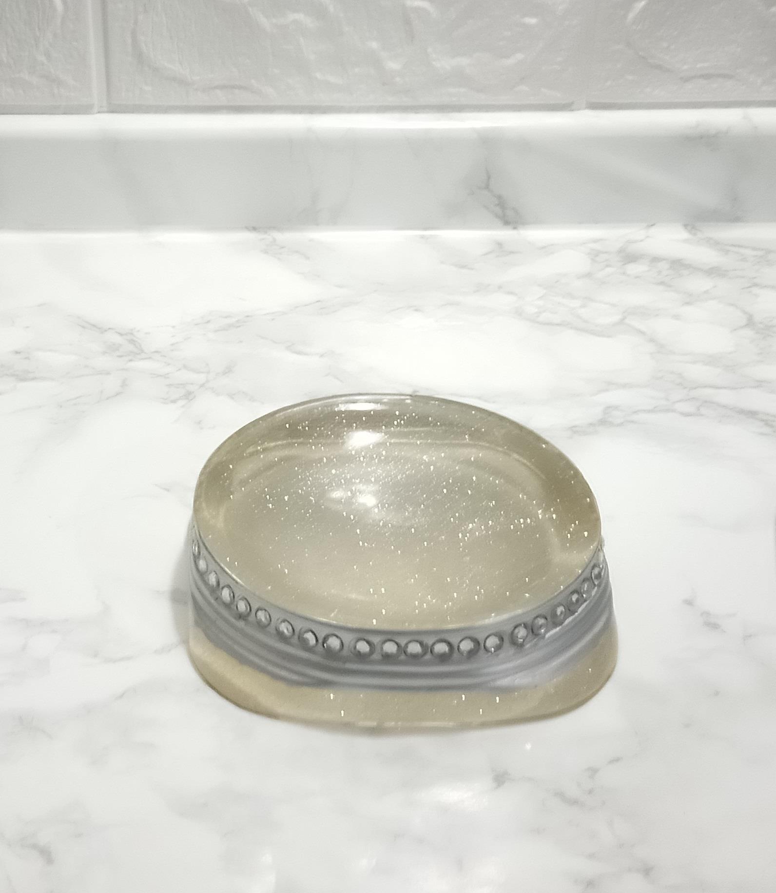 Sabunluk Kristal Taşlı Gümüş Poliresin 12x12x2cm