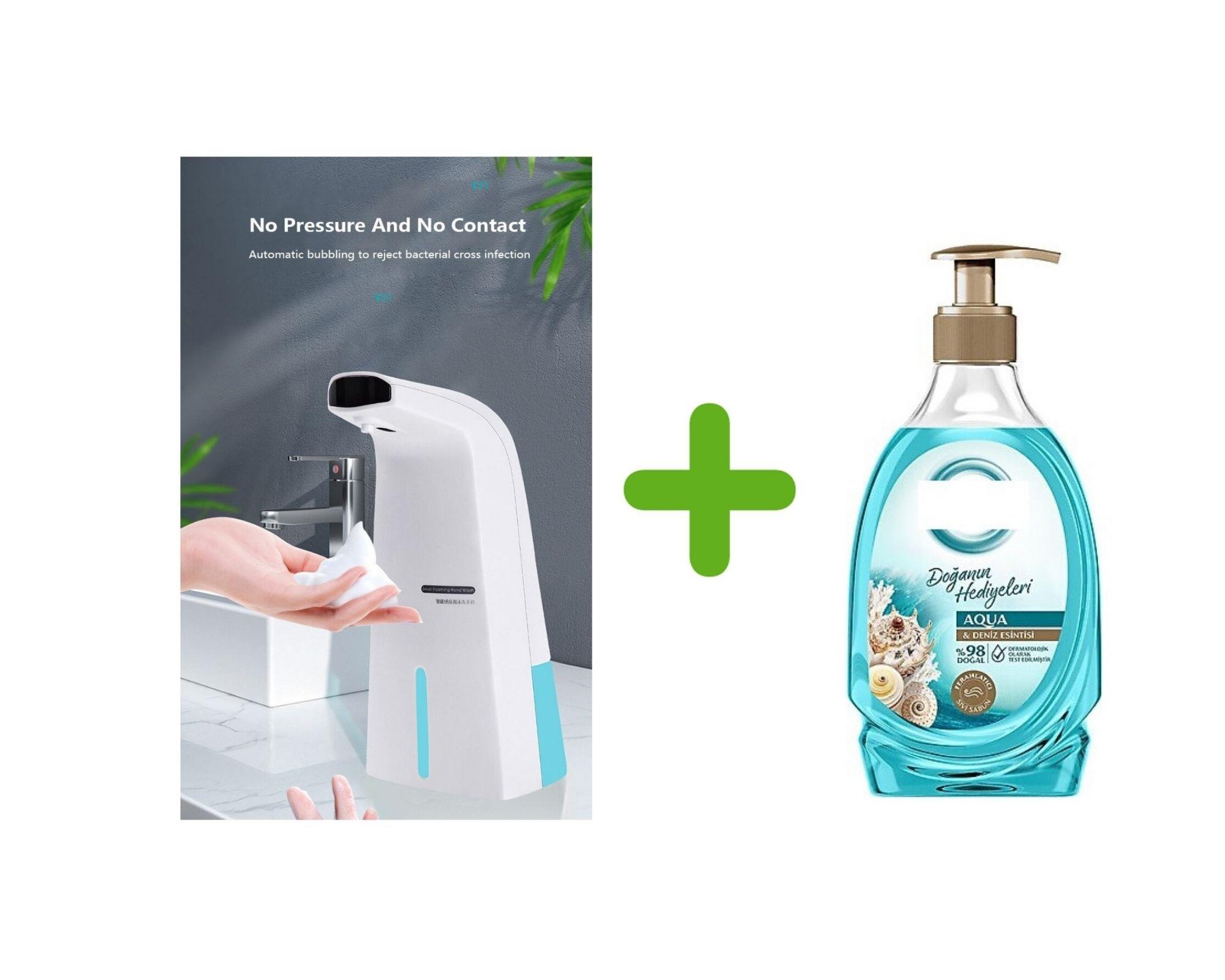 Sensörlü Fotoselli Sıvı Sabunluk 10X5X21Cm Ve1 Adet 392Ml Sıvı Sabun Aqua Ve Deniz Esintisi