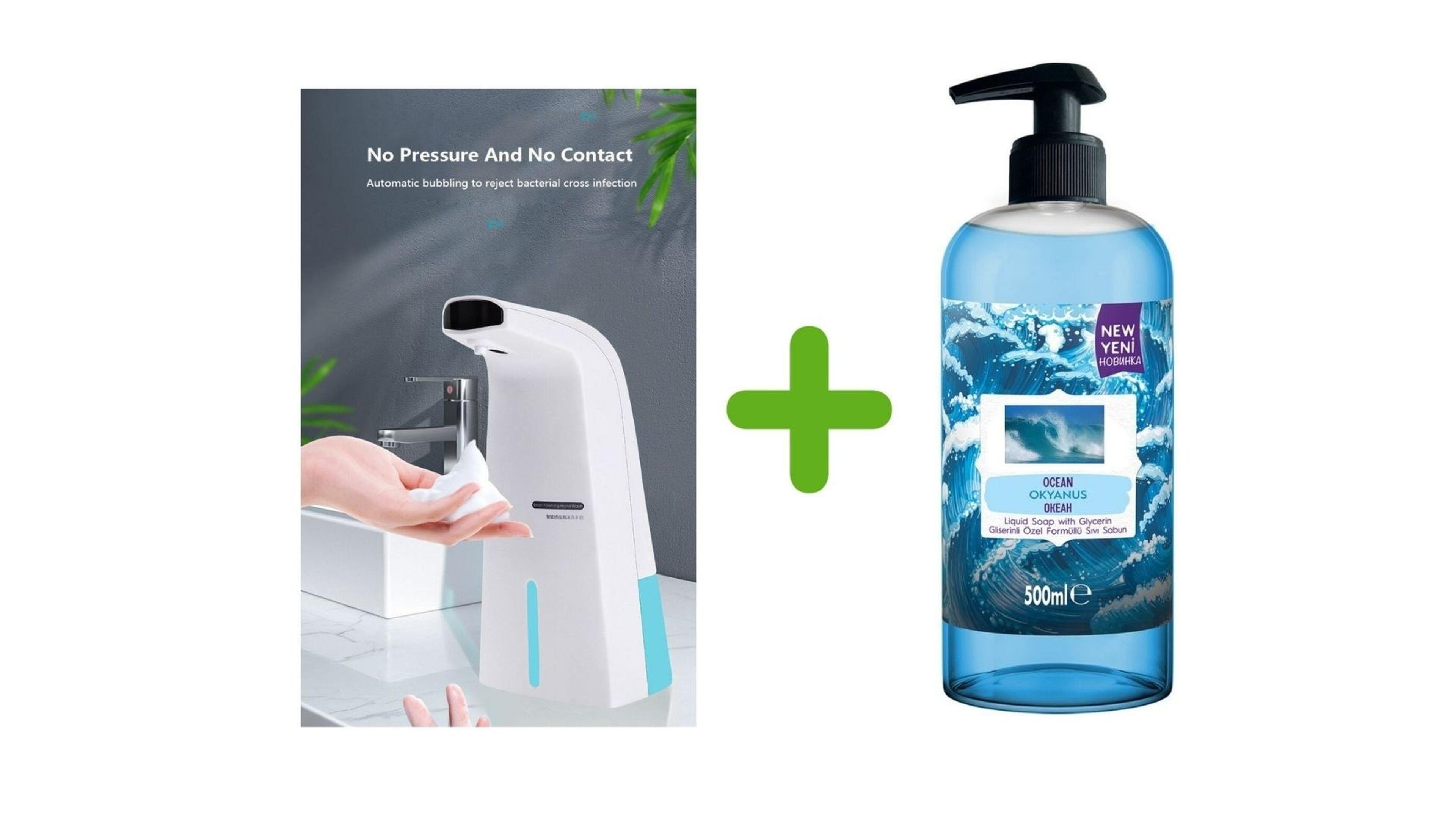 Sensörlü Fotoselli Sıvı Sabunluk  21x10x5cm Ve 1 Adet 400 ml Sıvı Sabun