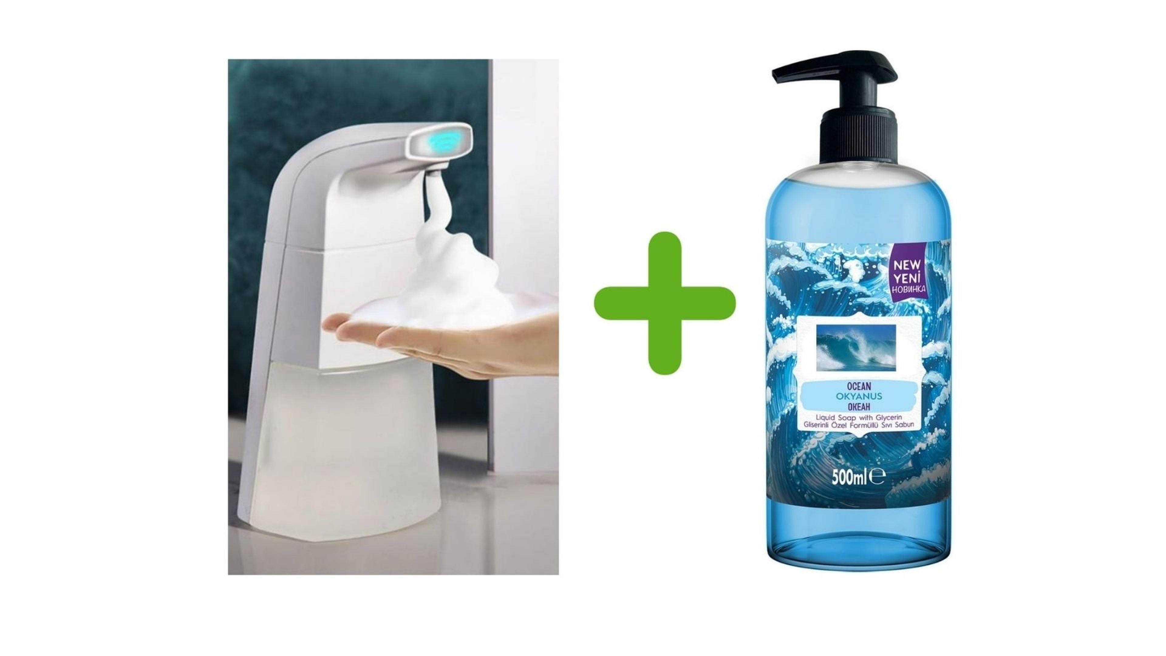 Sensörlü Fotoselli Sıvı Sabunluk 21x5x10cm Ve 1 Adet 400 ml Sıvı Sabun