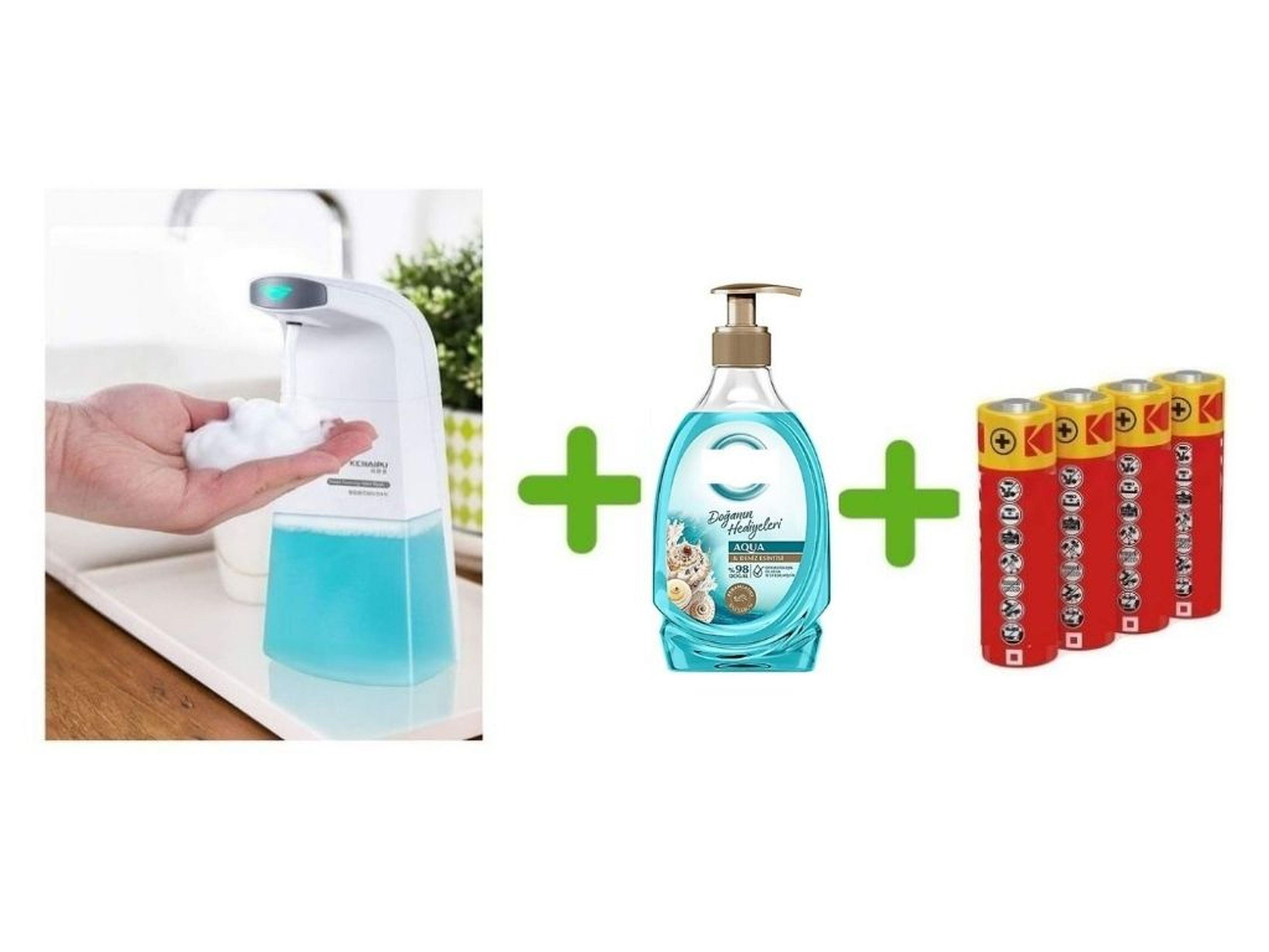 Sensörlü Fotoselli Sıvı Sabunluk,Piller Dahil 21X10X5Cm Ve Bir Adet 392 Ml Sıvı Sabun Aqua Ve Deniz Esintisi