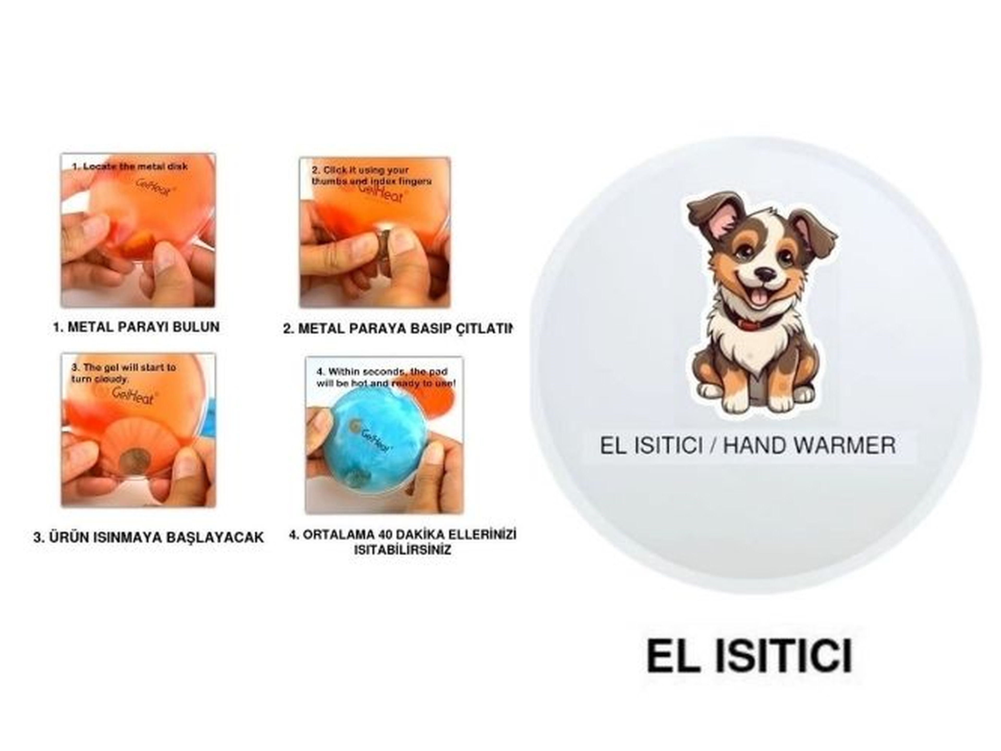 Sevimli Köpek Cep Sobası,El Isıtıcı,Sıcak Su Torbası Pvc  9Cm