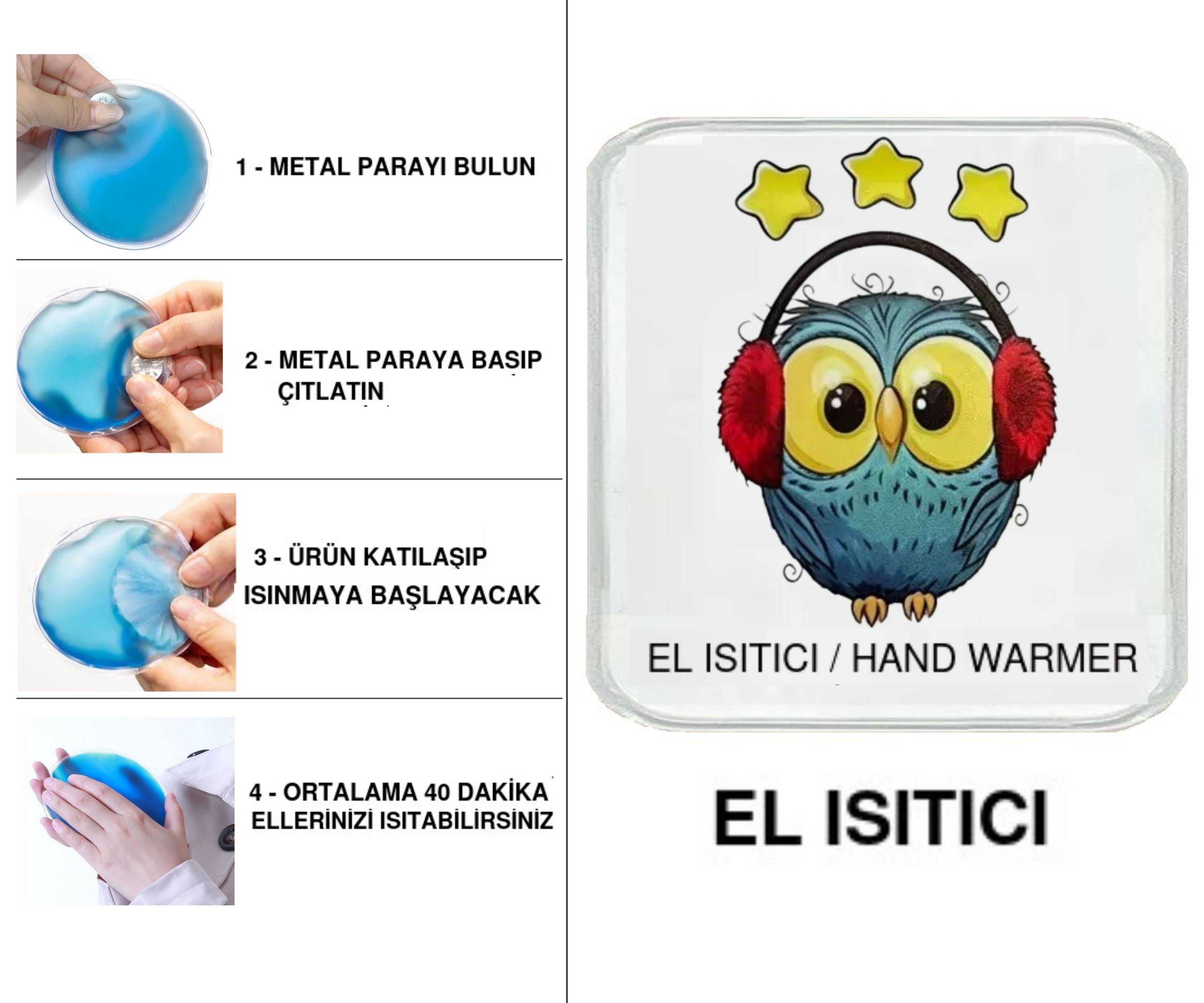 Sıa  Baykuş Cep Sobası,El Isıtıcı,Sıcak Su Torbası Pvc  10X9,5Cm