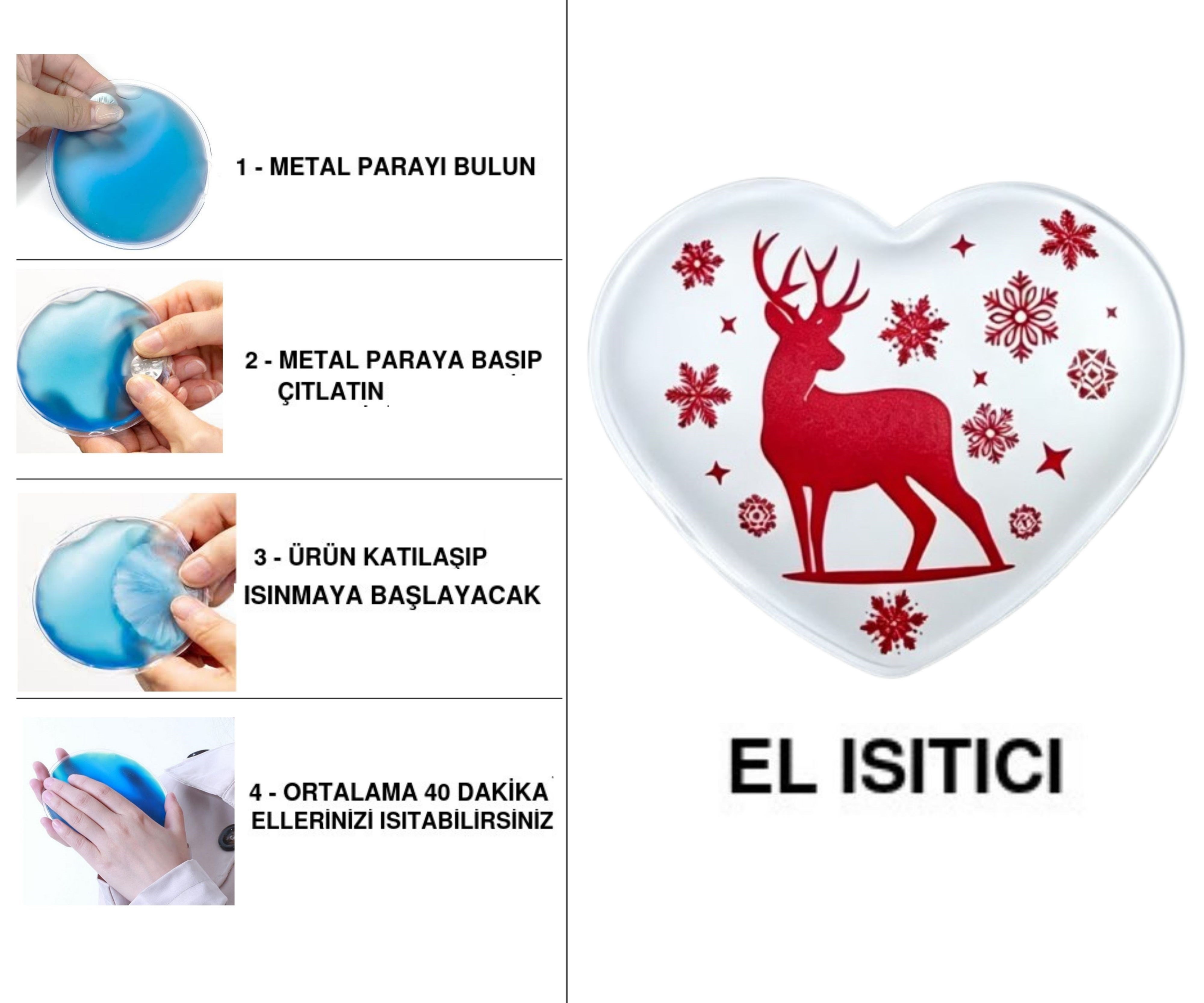 Sıa Karda Geyik Cep Sobası,El Isıtıcı,Sıcak Su Torbası Pvc  9Cm