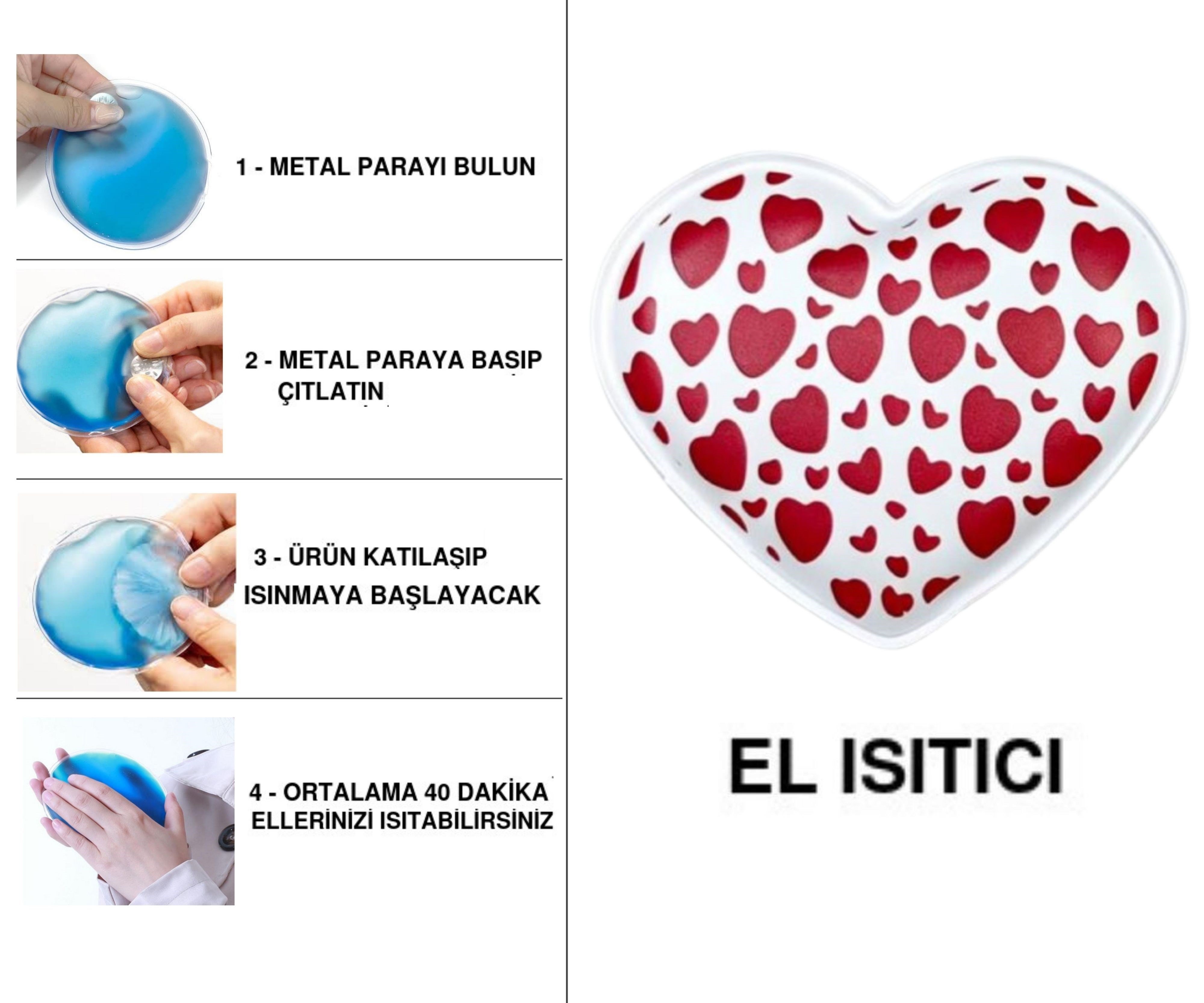 Sıa Küçük Kalpler Cep Sobası,El Isıtıcı,Sıcak Su Torbası Pvc  9Cm