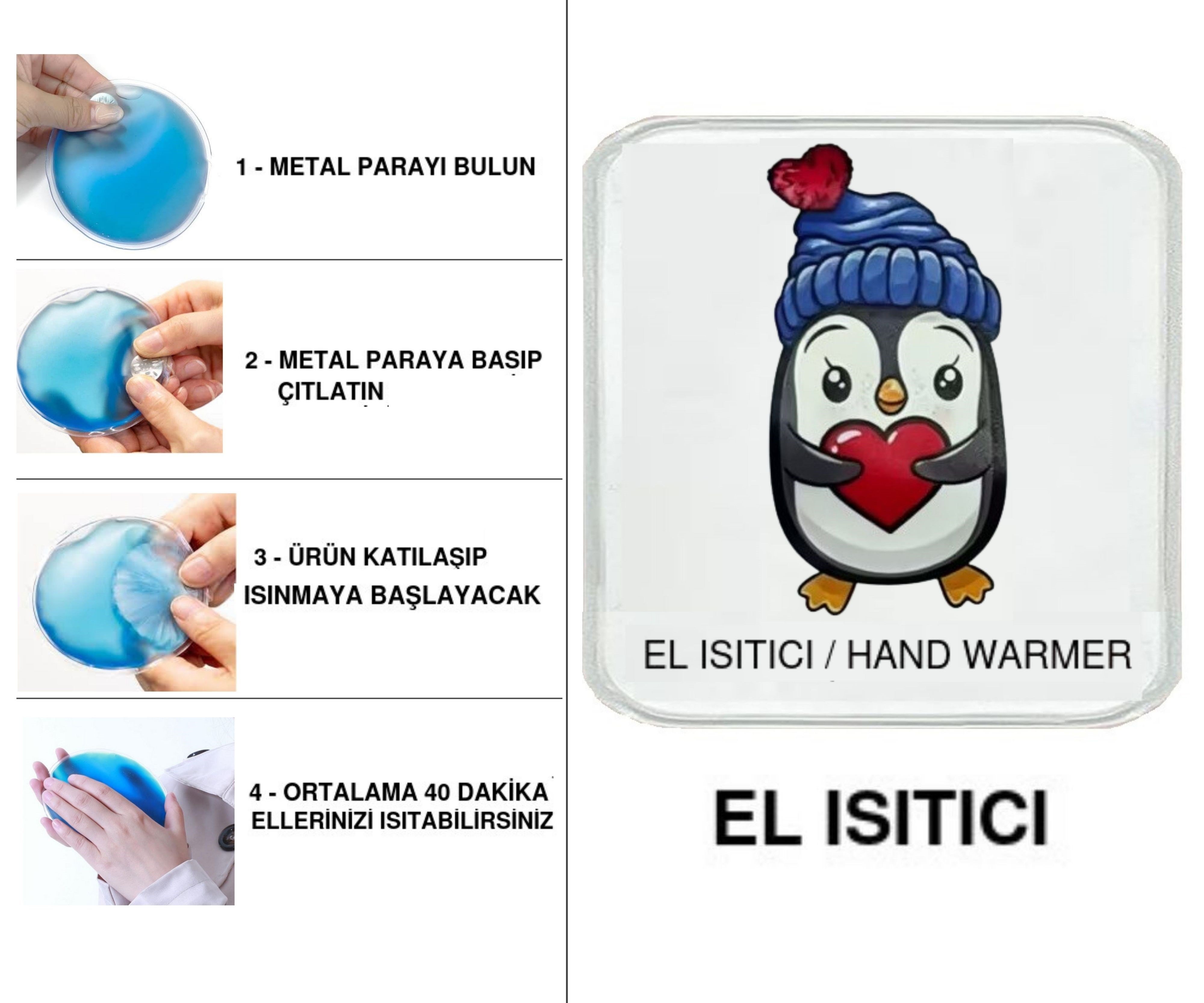 Sıa Penguen Cep Sobası,El Isıtıcı,Sıcak Su Torbası Pvc  10X9,5Cm
