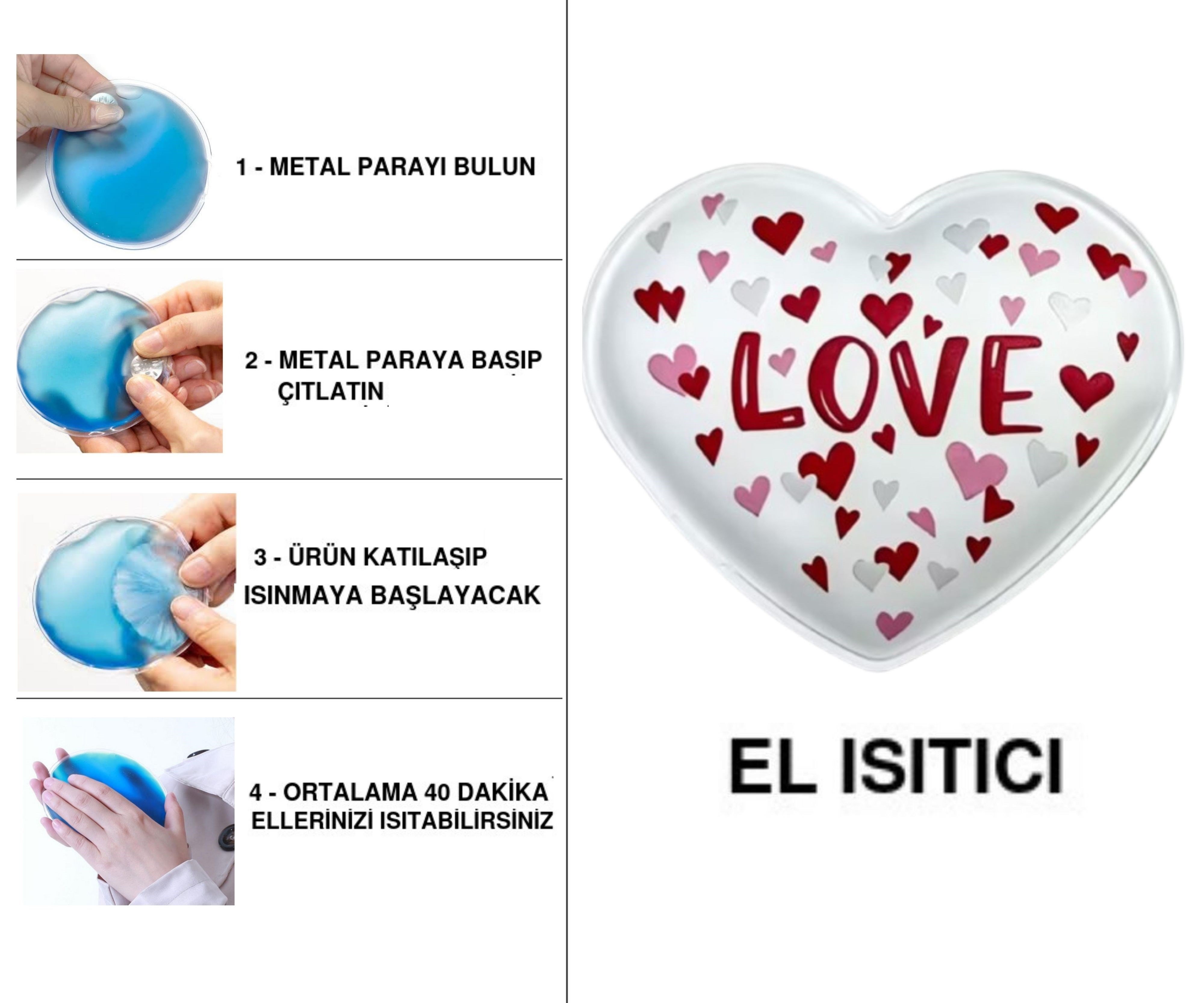Sıa Sevgi Mesajlı Kalp Cep Sobası,El Isıtıcı,Sıcak Su Torbası Pvc  9Cm