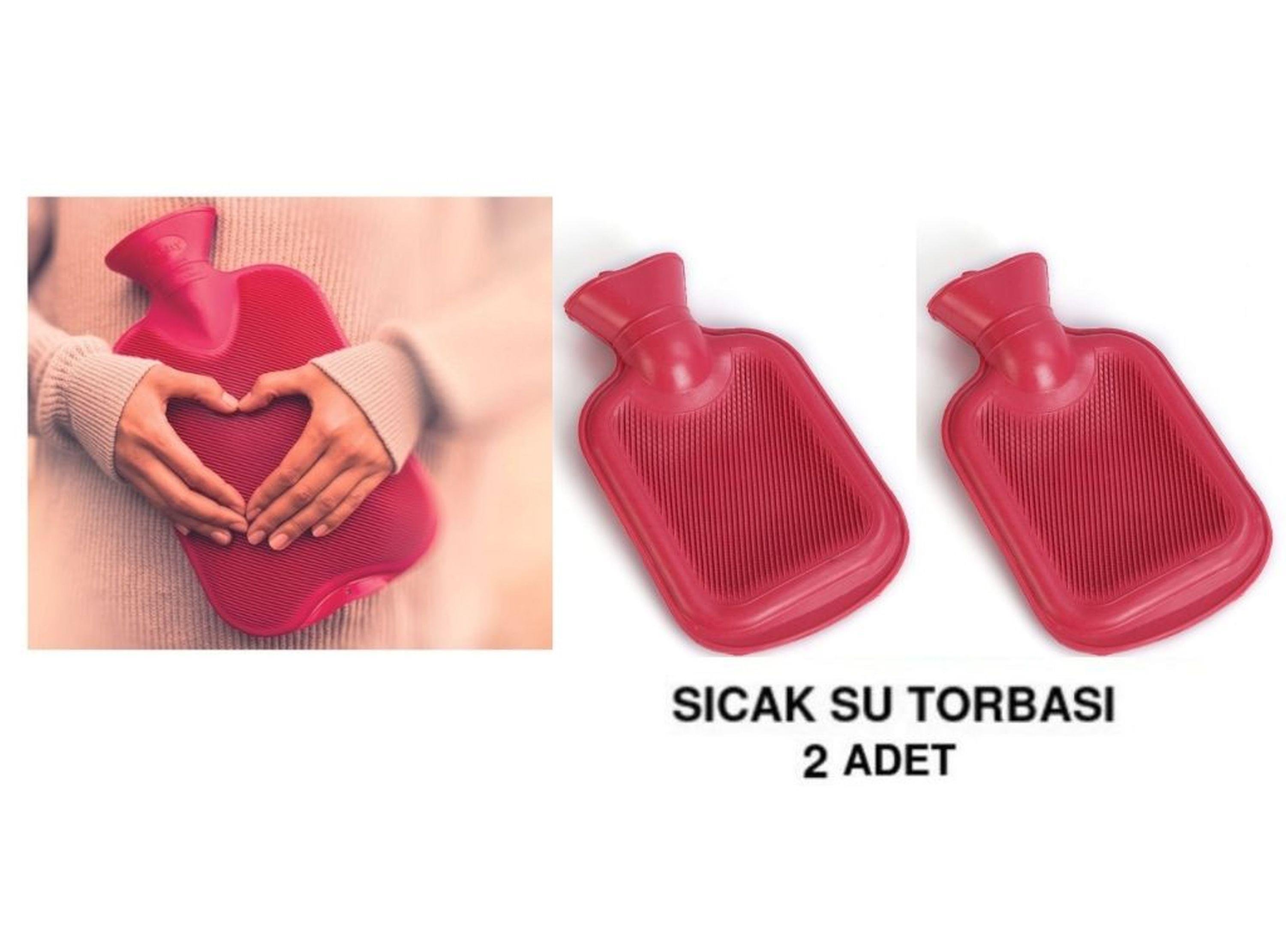 Sıcak Su Torbası 2 Adet,Pembe Kauçuk Termofor 21X15X1,8Cm 250 Ml