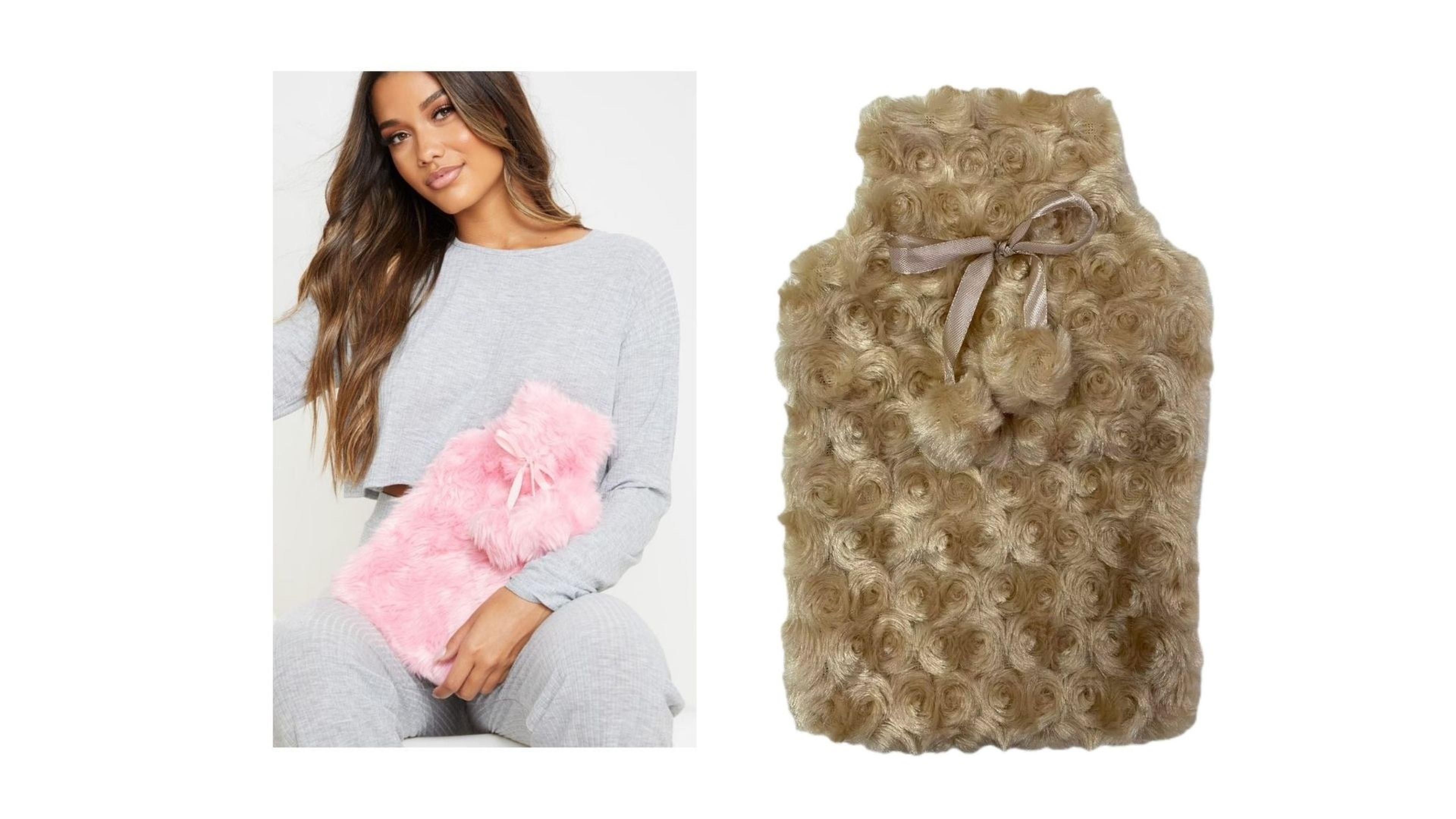 Sıcak Su Torbası Ponponlu Termofor Peluş Bej  28x17cm 750ml