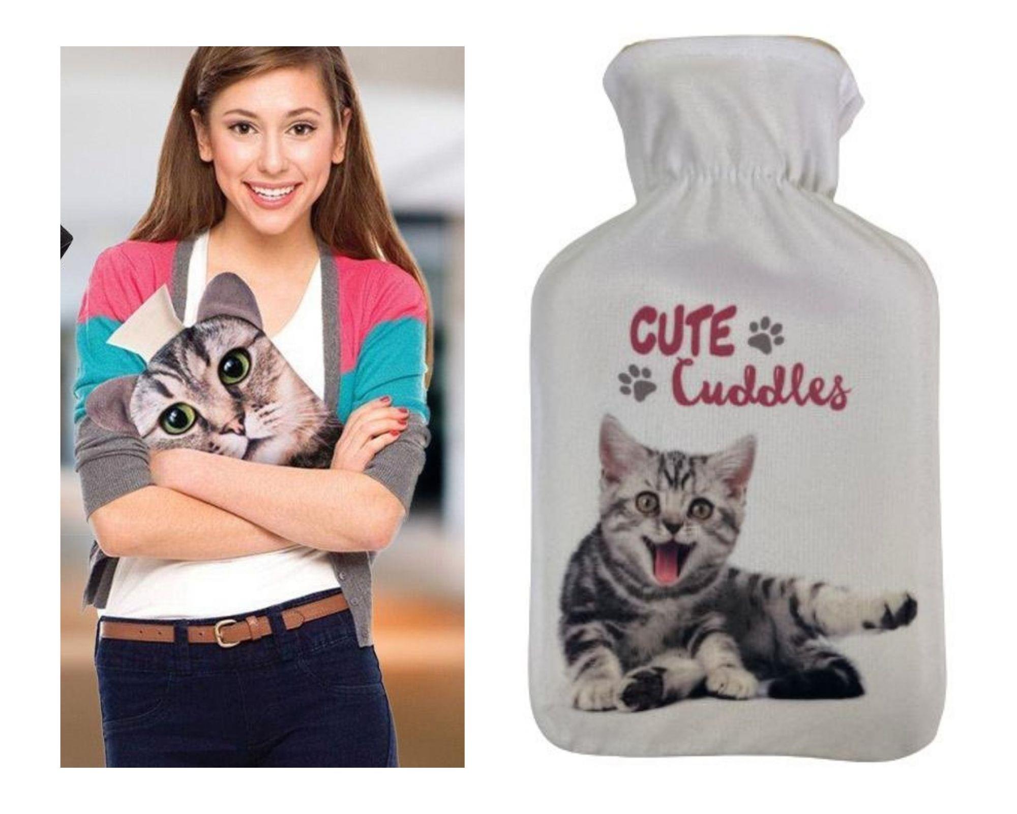 Sıcak Su Torbası Sevimli Kedi Termofor  28X18X2Cm 1 Litre