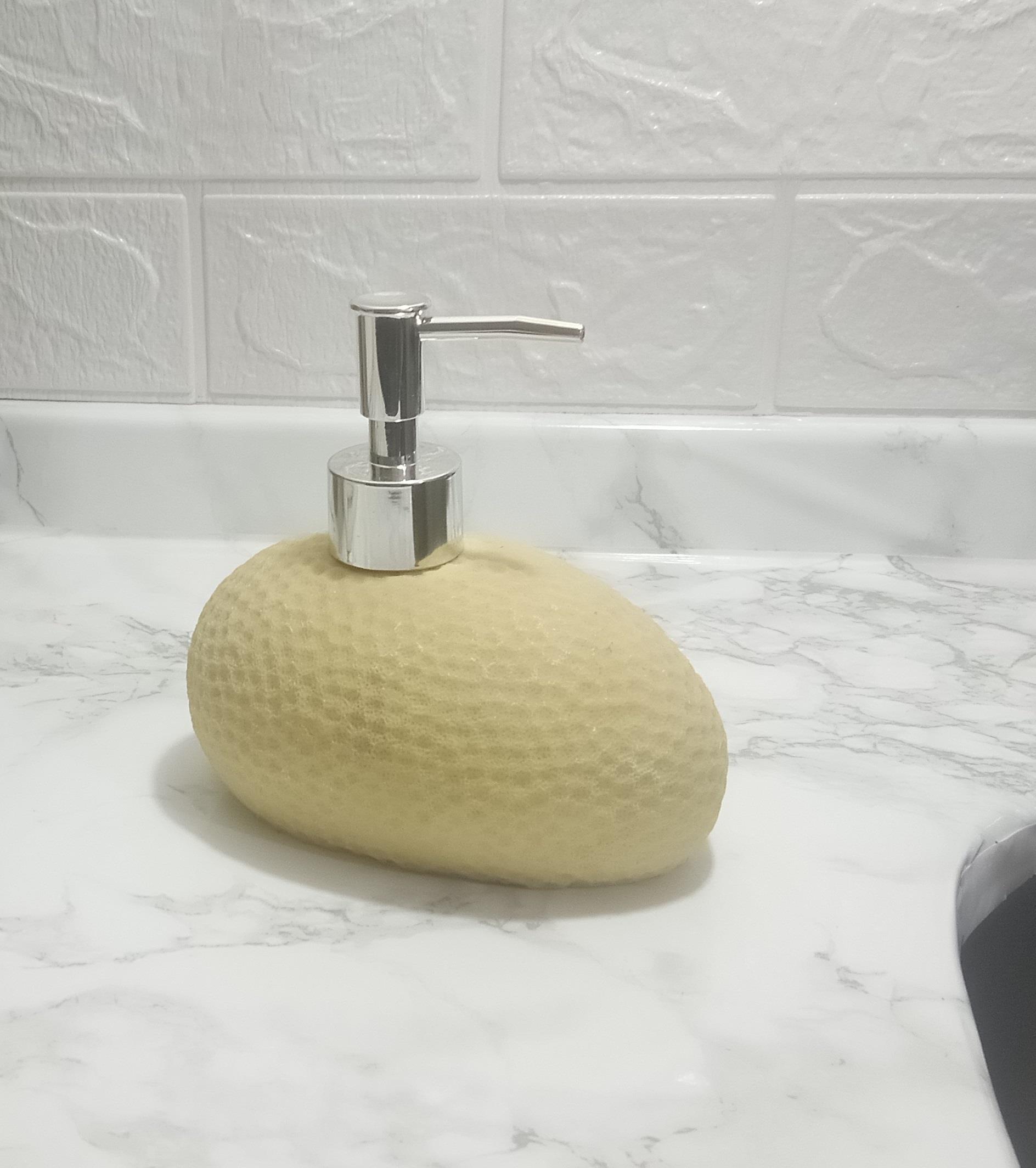 Sıvı Sabunluk Sarı Petek Desenli Poliresin 14x8x14cm 400ml