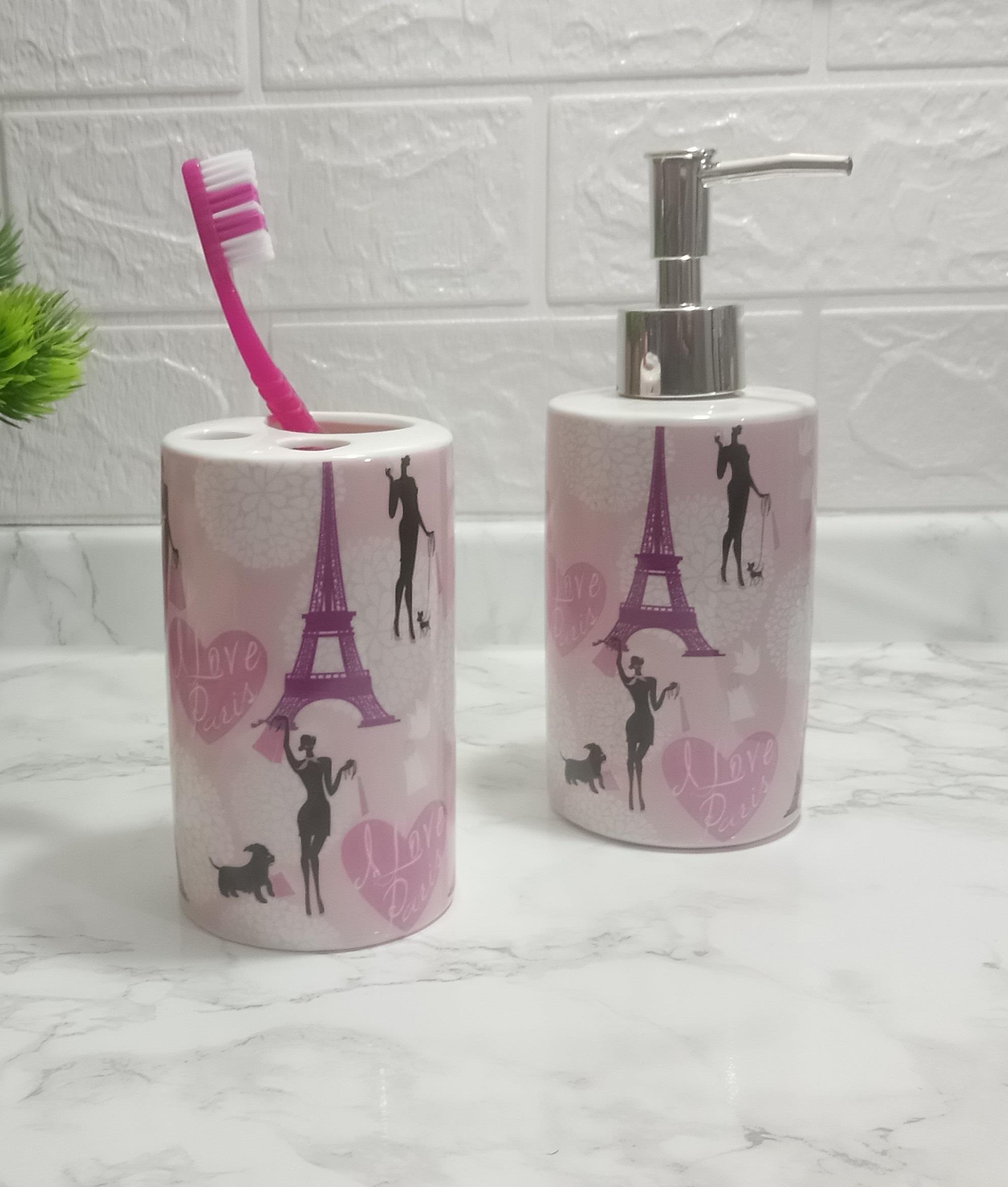 Sıvı Sabunluk Ve Diş Fırçalık 2 Li Banyo Setii Paris Model