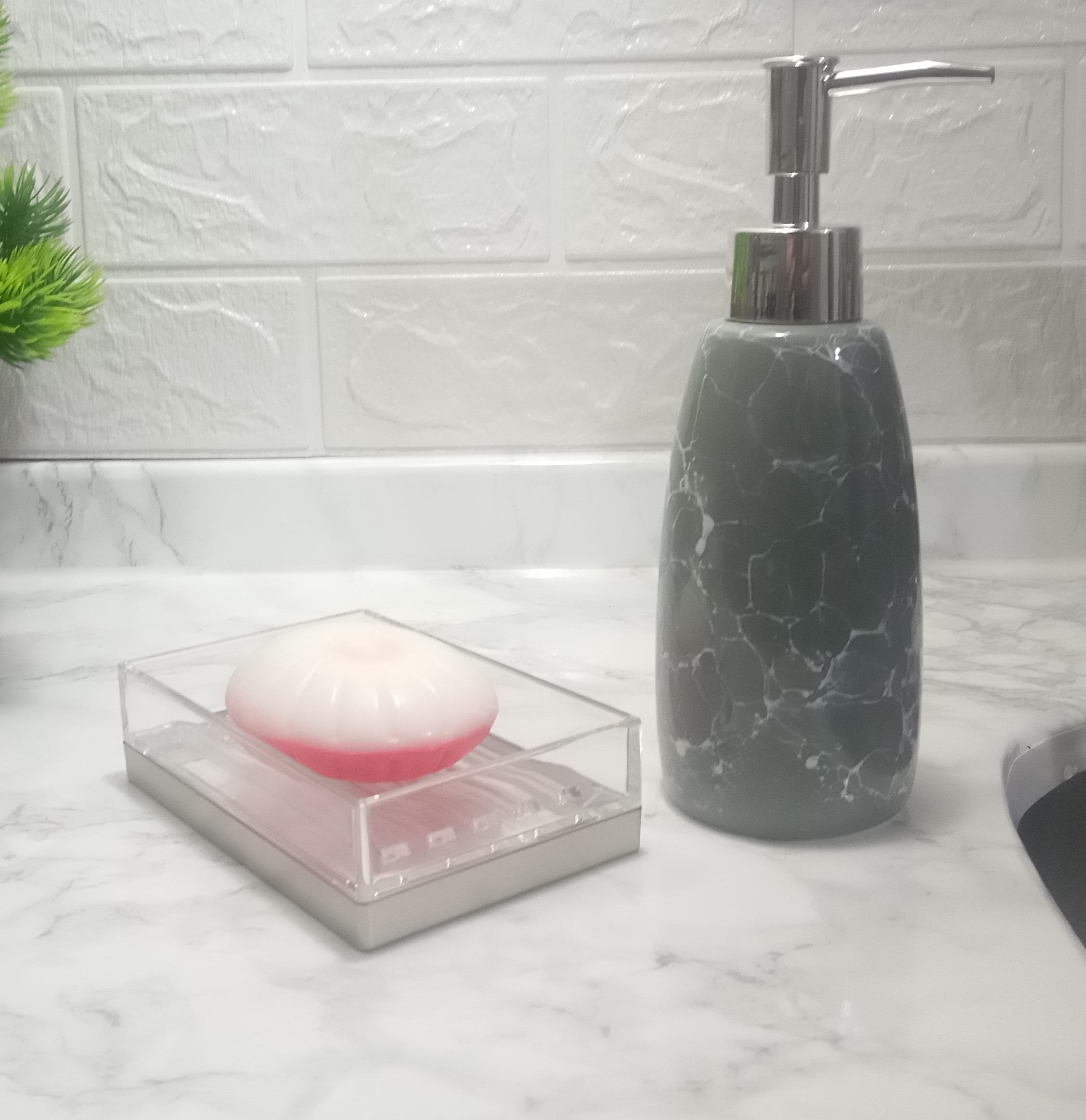 Sıvı Sabunluk Ve Sabunluk 2 Li Banyo Seti,Gri Model