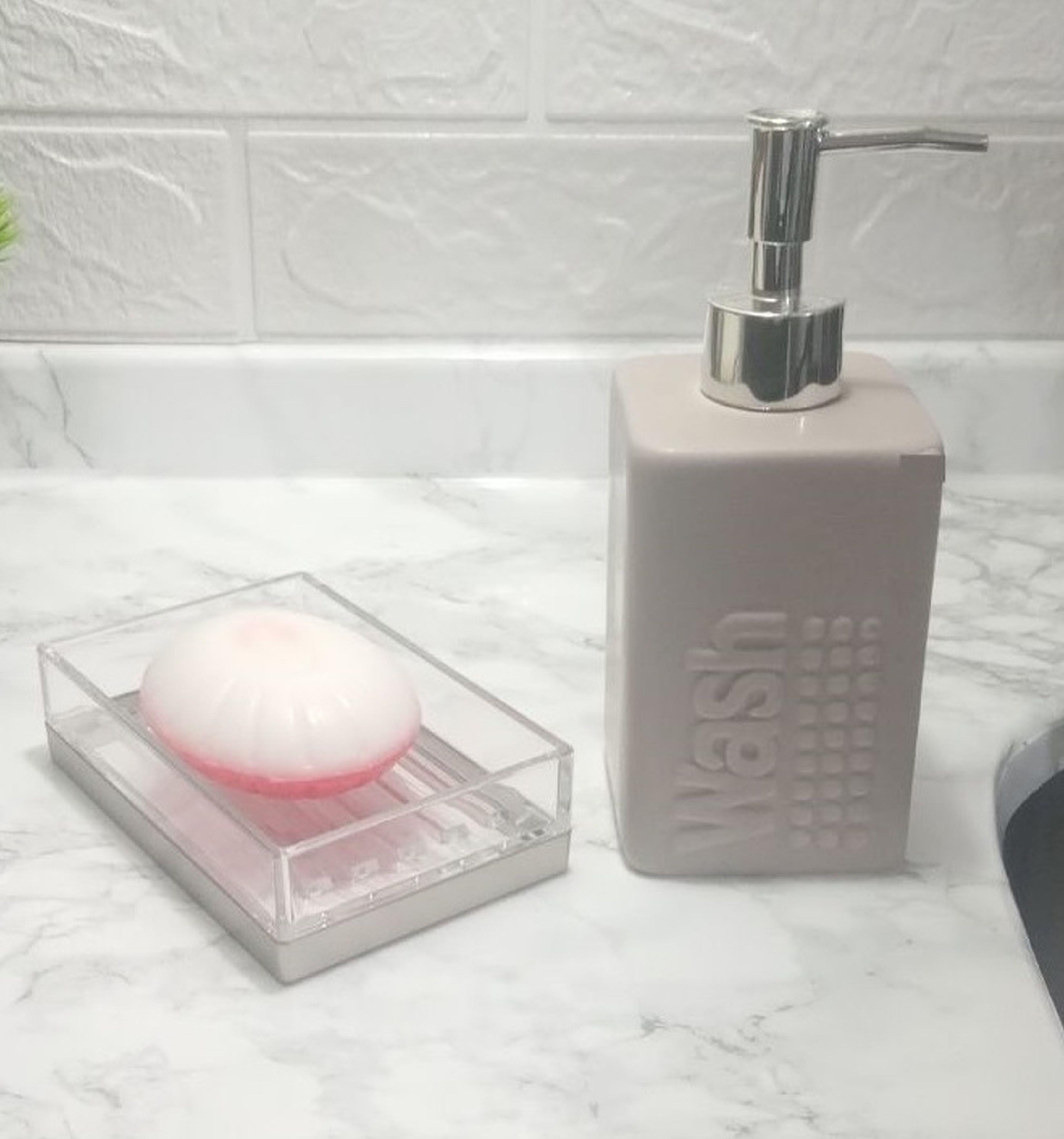 Sıvı Sabunluk Ve Sabunluk 2 Li Banyo Seti,Açık Bej