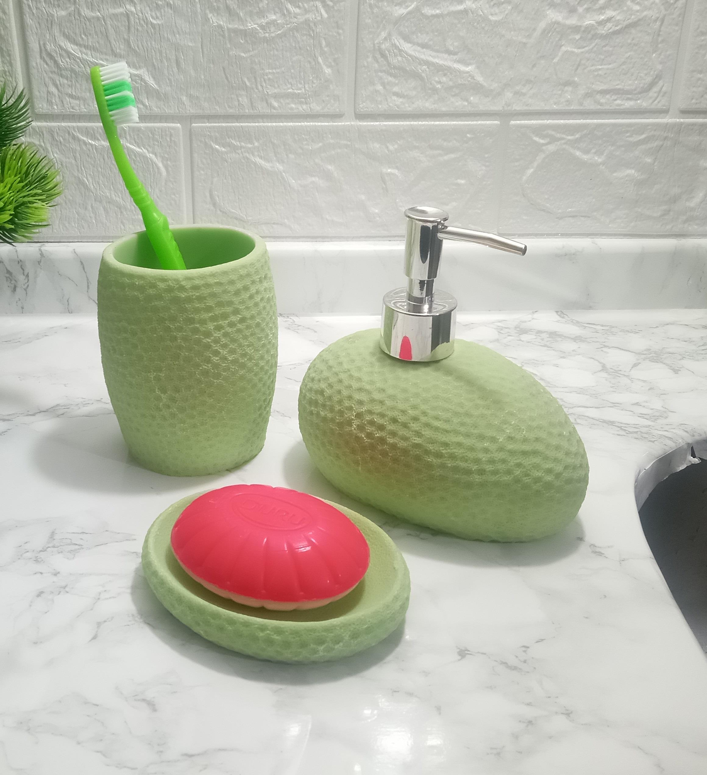 Yeşil Petek 3 Lü Banyo Seti 20x20x13cm