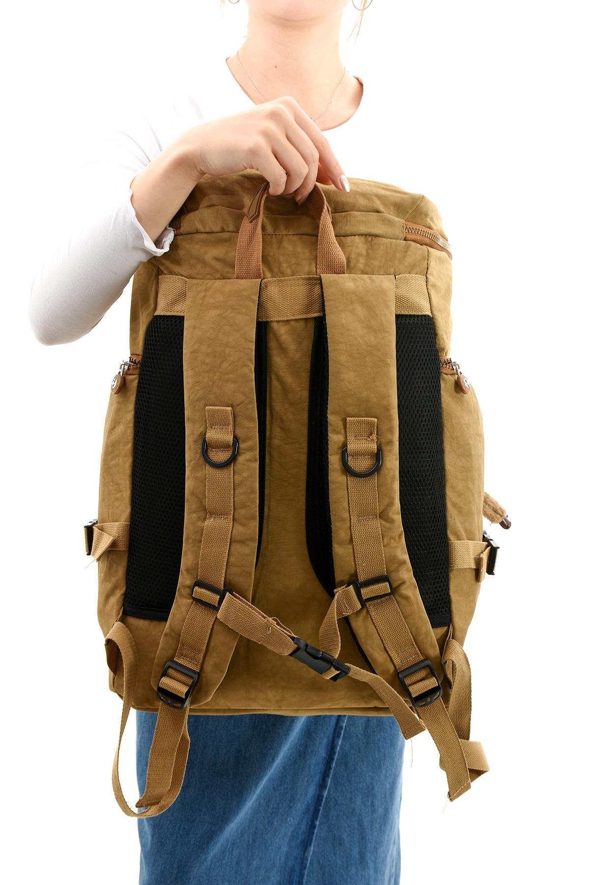 Büyük Boy Ultra Hafif Çok Bölmeli Dağcı Çantası Kum Beji (Cappuccino) (Model: 571-7D) 