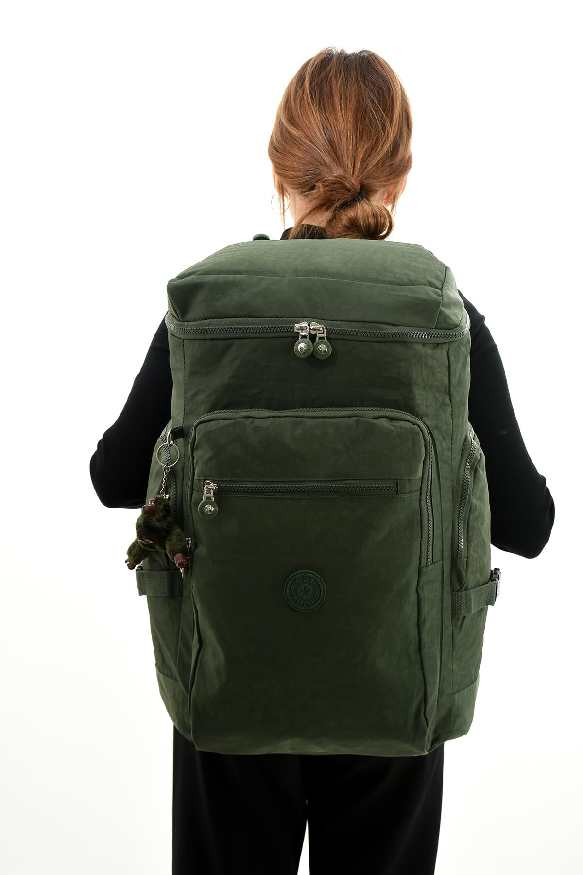 Büyük Boy Ultra Hafif Çok Bölmeli Dağcı Çantası Yeşil (Model: 571-7D) 