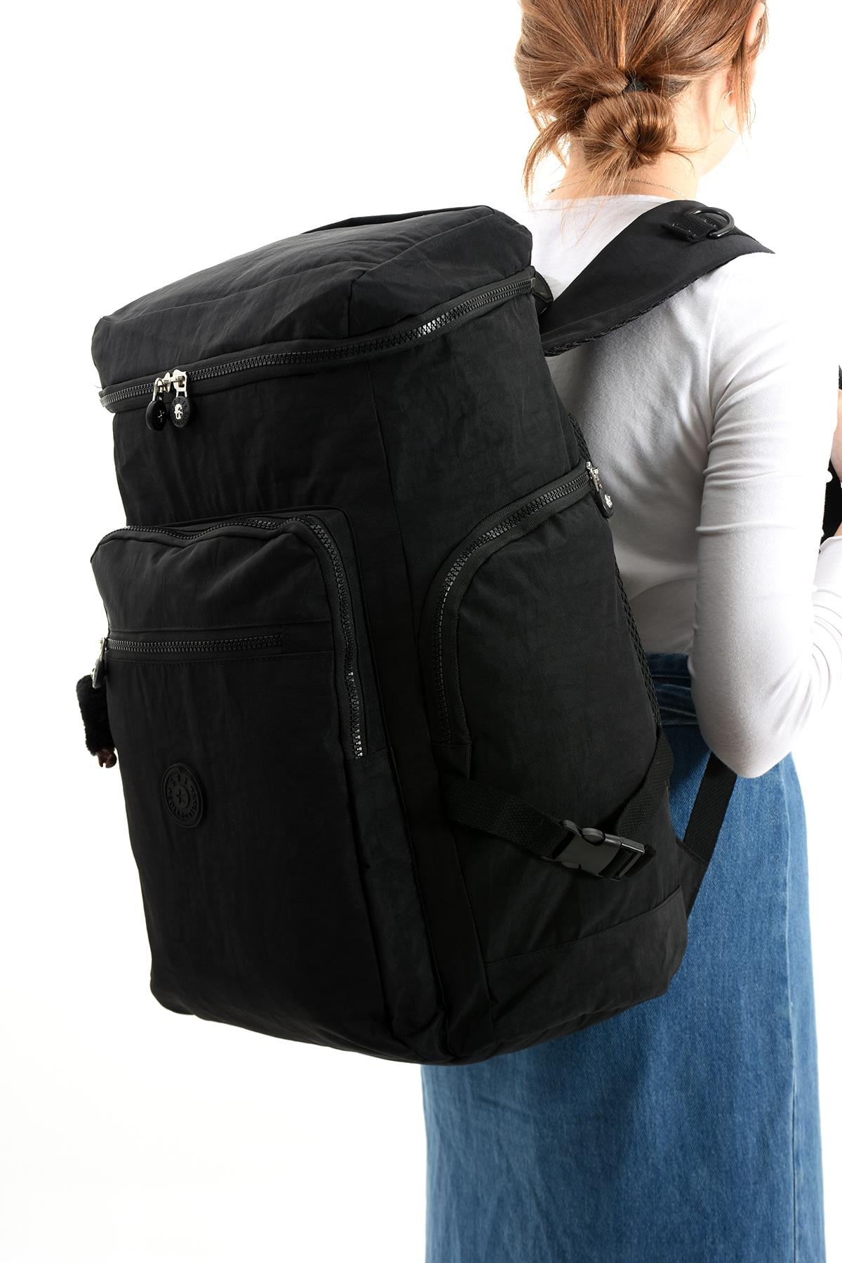 Büyük Boy Ultra Hafif Çok Bölmeli Dağcı Çantası Siyah (Model: 571-7D) 