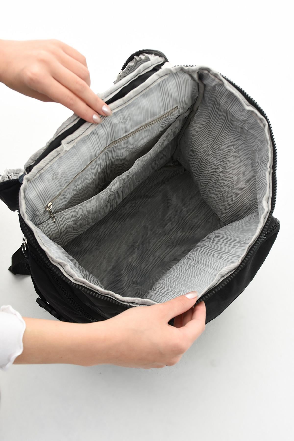 Büyük Boy Ultra Hafif Çok Bölmeli Dağcı Çantası Siyah (Model: 571-7D) 
