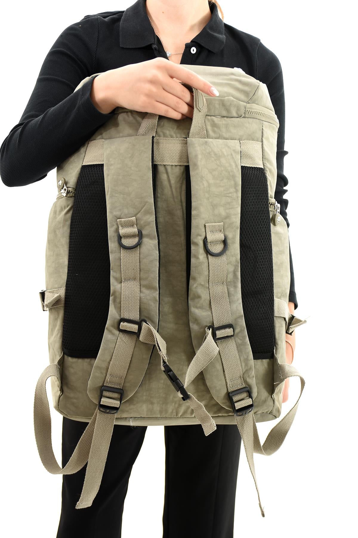 Büyük Boy Ultra Hafif Çok Bölmeli Dağcı Çantası Vizon (Model: 571-7D) 