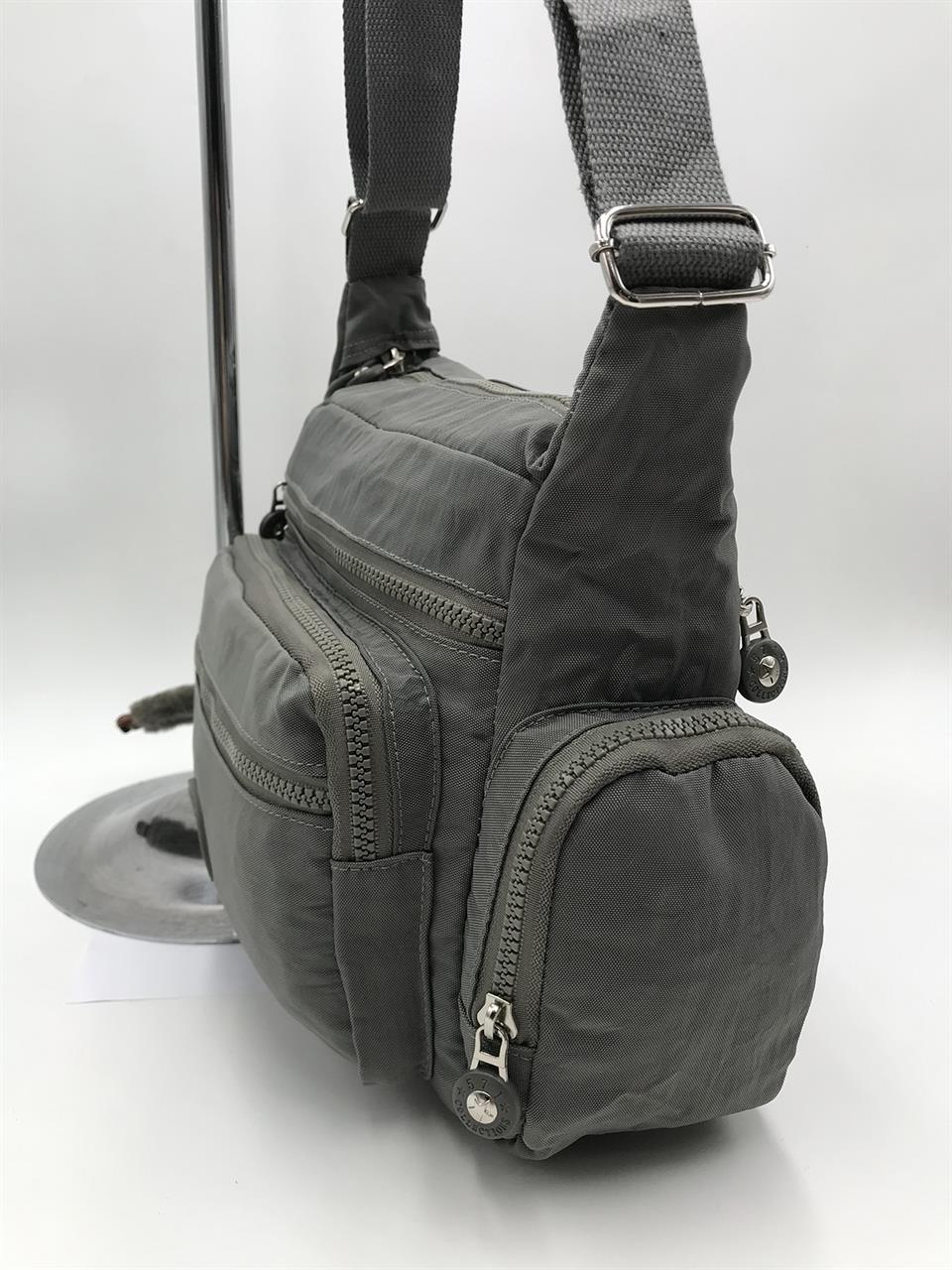 Çapraz Askılı Ultra Hafif Çok Cepli Bayan Omuz Çantası  Gri (Model: 571-6F)