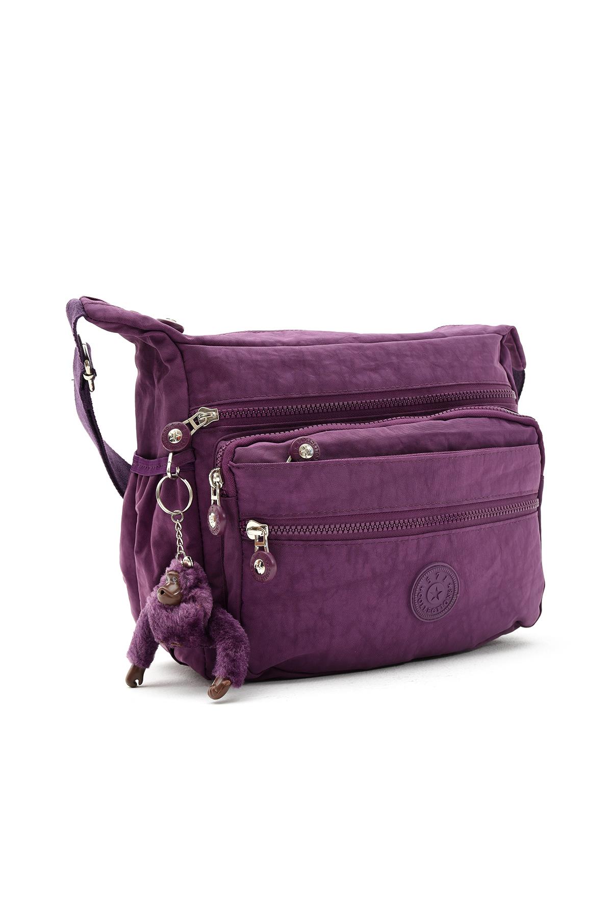 Çapraz Askılı Ultra Hafif Çok Cepli Bayan Omuz Çantası Mor (Model: 571-6A) 