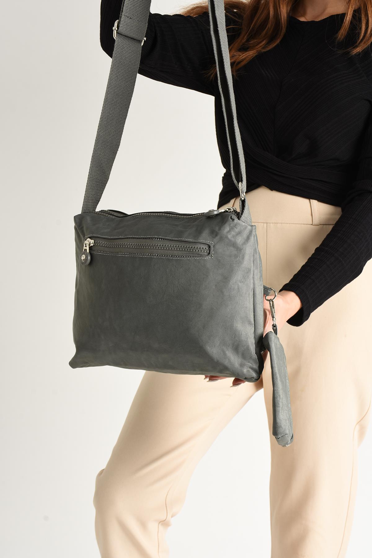 Çapraz Askılı Ultra Hafif Çok Cepli Omuz Çantası Gri (Model: 571-6I)