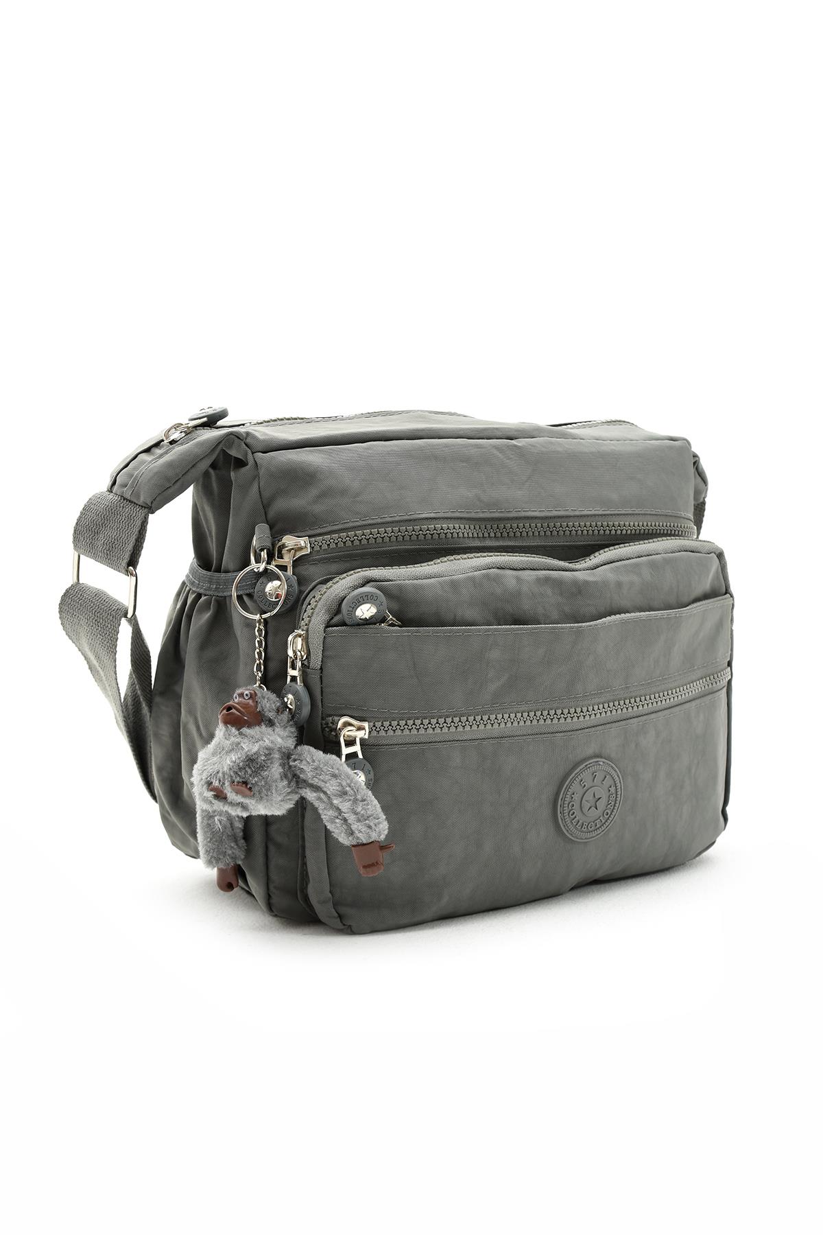 Çapraz Askılı Ultra Hafif Çok Cepli Bayan Omuz Çantası Gri (Model: 571-6A) 