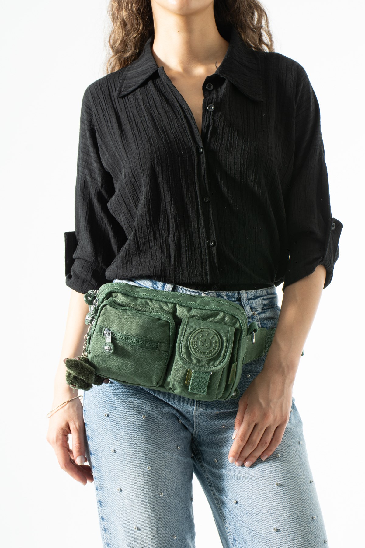 Çok fonksiyonel, Omuz, Göğüs ve bel çantası Yeşil (Model: 571-6V)