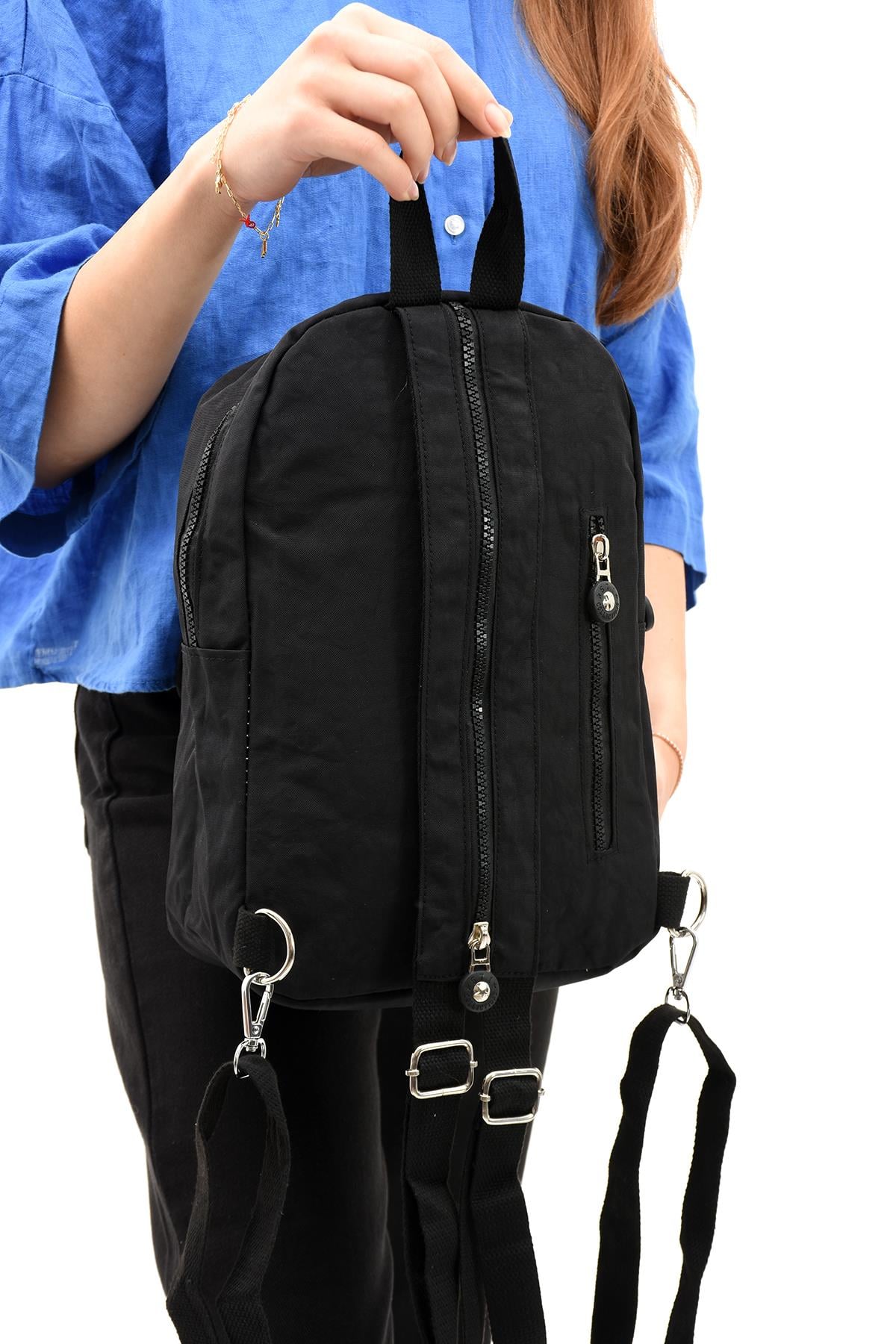 Hem Sırt Hem Göğüs  Spor Genç Kadın Çantası Siyah (Model: 571-8D) 
