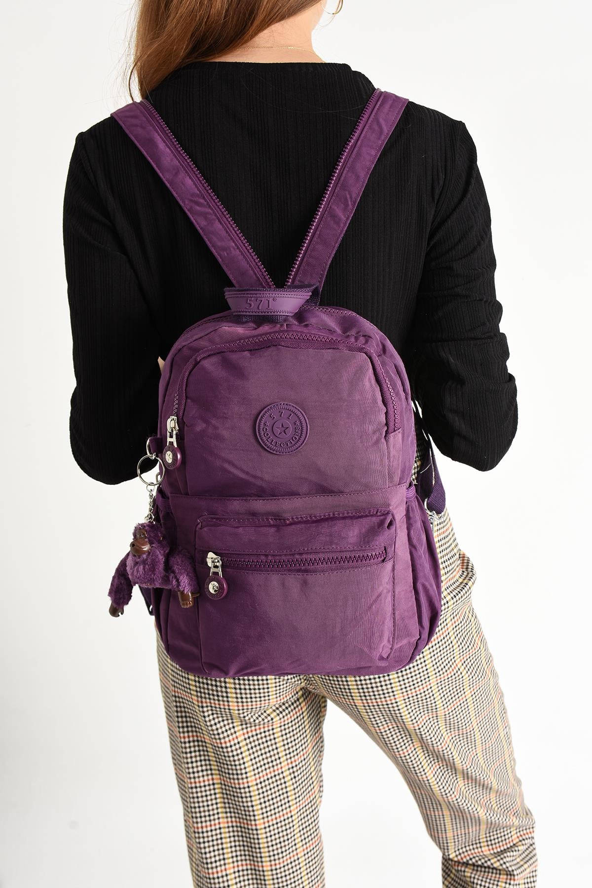Hem Sırt Hem Göğüs Spor Genç Kadın Çantası Mor (Model: 571-8C) 