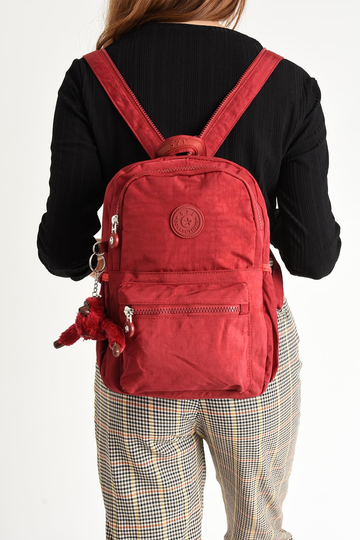 Hem Sırt Hem Göğüs Spor Genç Kadın Çantası Kırmızı (Model: 571-8C) 