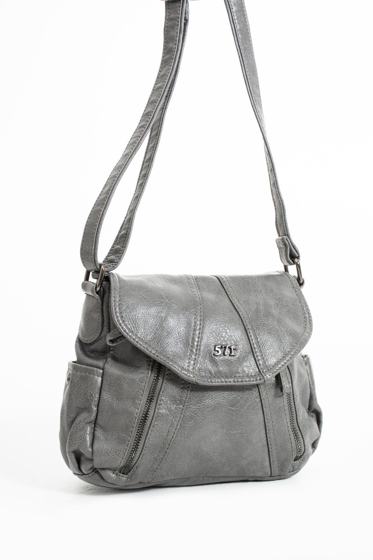 Suni Deri Omuz Çantası Gri (Model: 571-13-13N) 