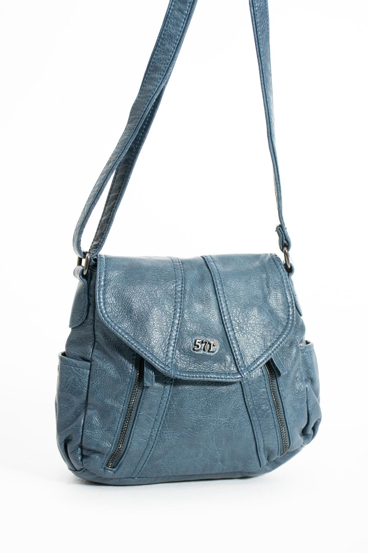 Suni Deri Omuz Çantası Mavi (Model: 571-13-13N) 