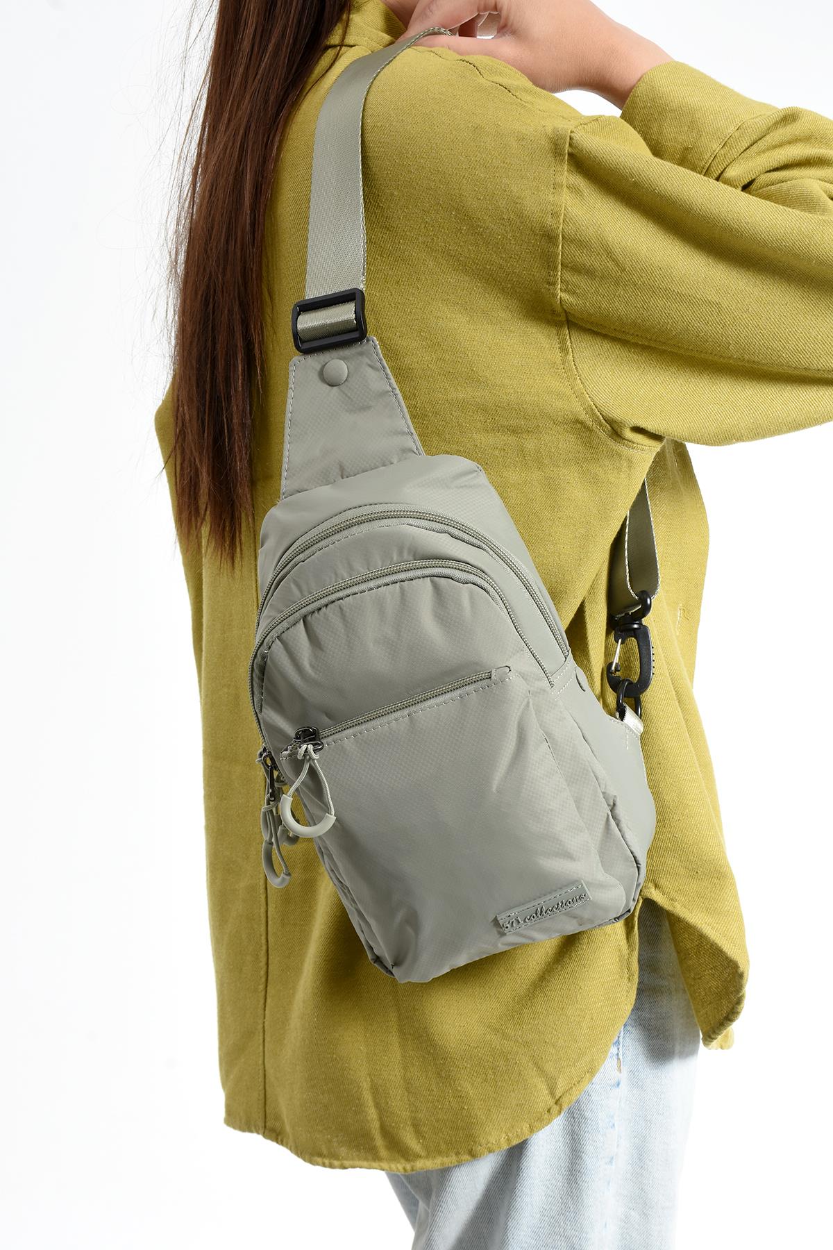 Üç Bölmeli Unisex Göğüs (Bodybag) Çantası Vizon (Model: 571-9N) 