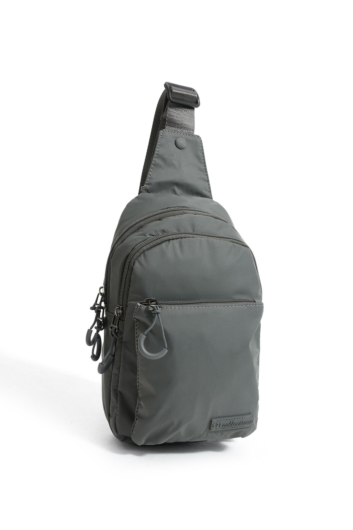 Üç Bölmeli Unisex Göğüs (Bodybag) Çantası Gri (Model: 571-9N) 