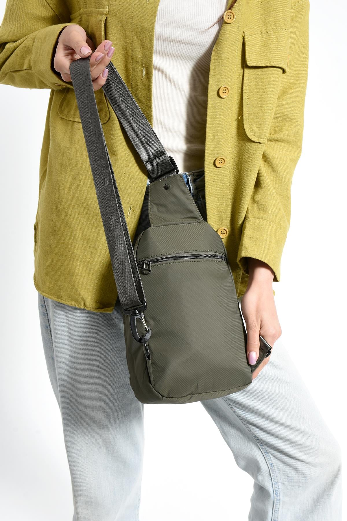 Üç Bölmeli Unisex Göğüs (Bodybag) Çantası Haki (Model: 571-9N) 