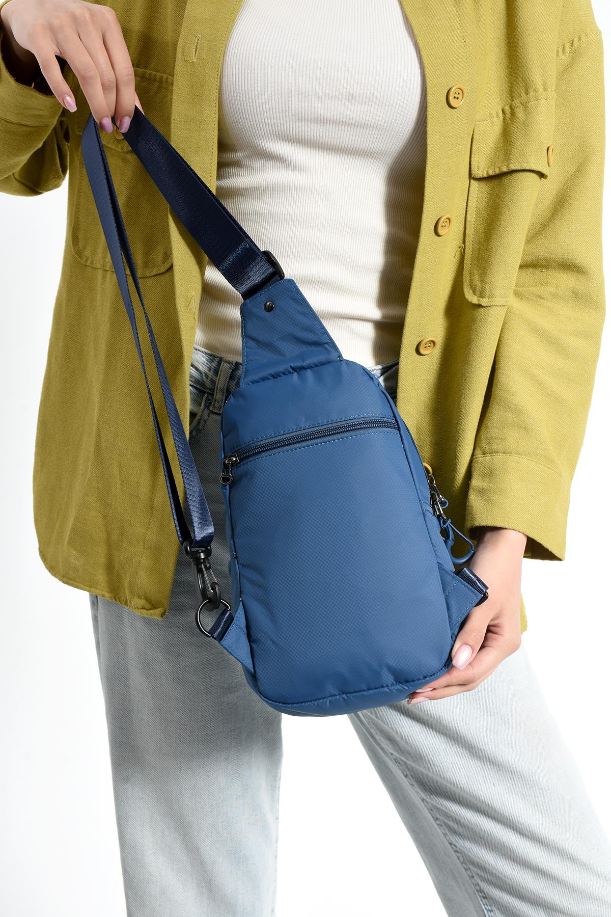 Üç Bölmeli Unisex Göğüs (Bodybag) Çantası Mavi (Model: 571-9N) 