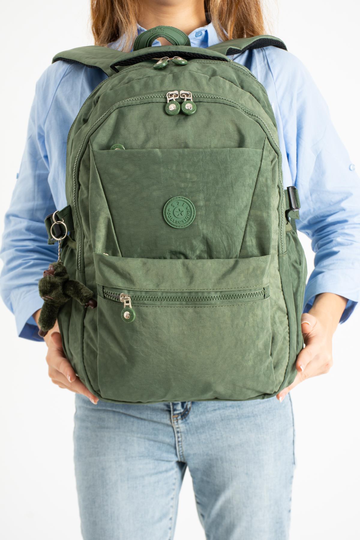 Ultra Hafif Çok Cepli Krinkıl Sırt Çantası Unisex Yeşil (Model: 571-3A)