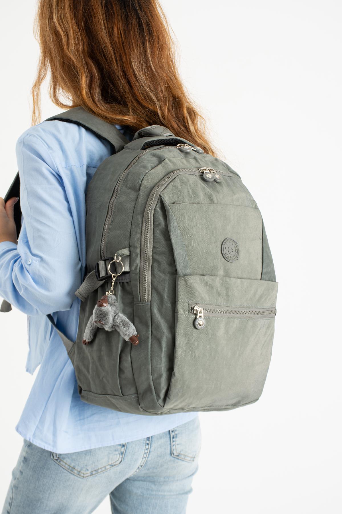 Ultra Hafif Çok Cepli Krinkıl Sırt Çantası Unisex Gri (Model: 571-3A)