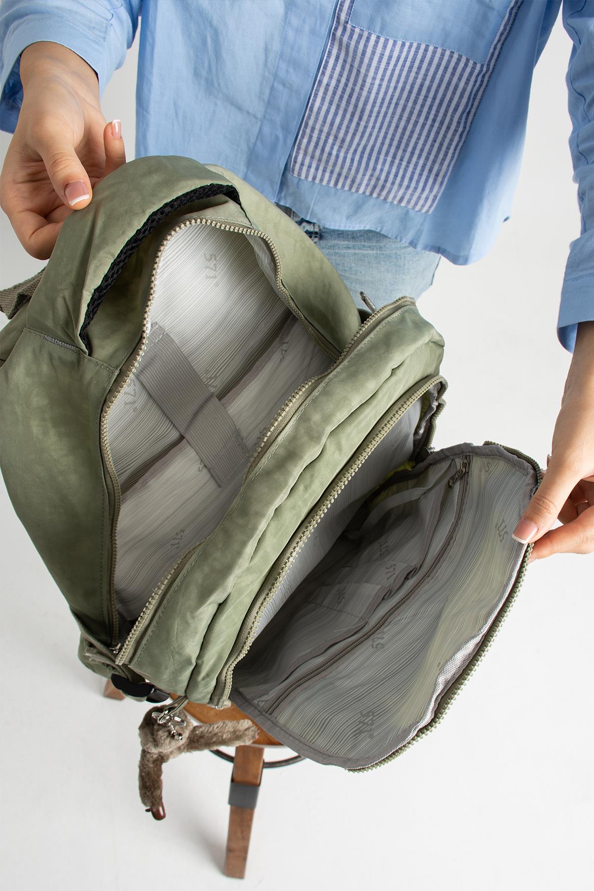 Ultra Hafif Çok Cepli Krinkıl Sırt Çantası Vizon (Model: 571-3A)