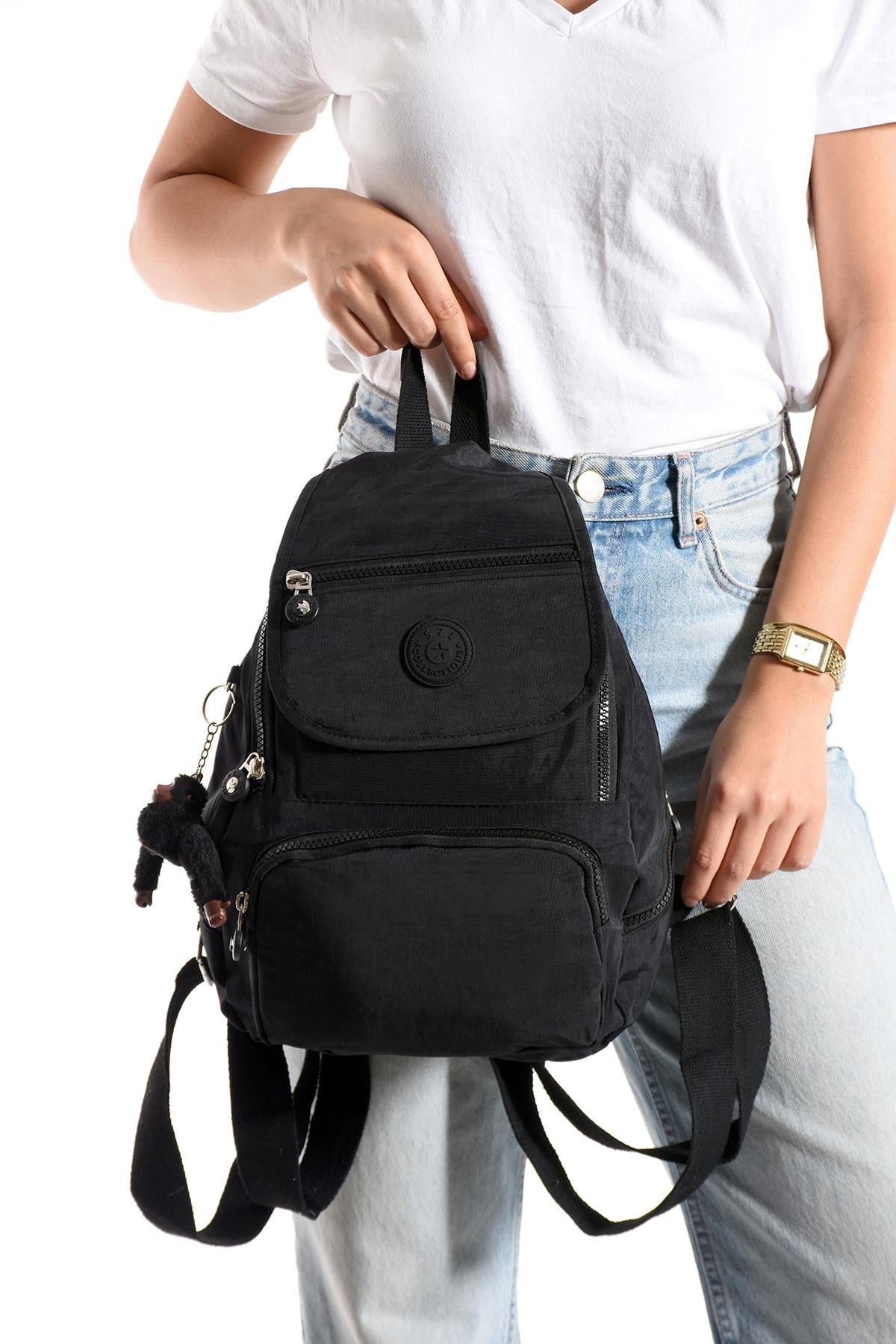 Ultra Hafif Çok Cepli Küçük Boy Sırt Çantası Unisex Siyah (Model: 571-4G)