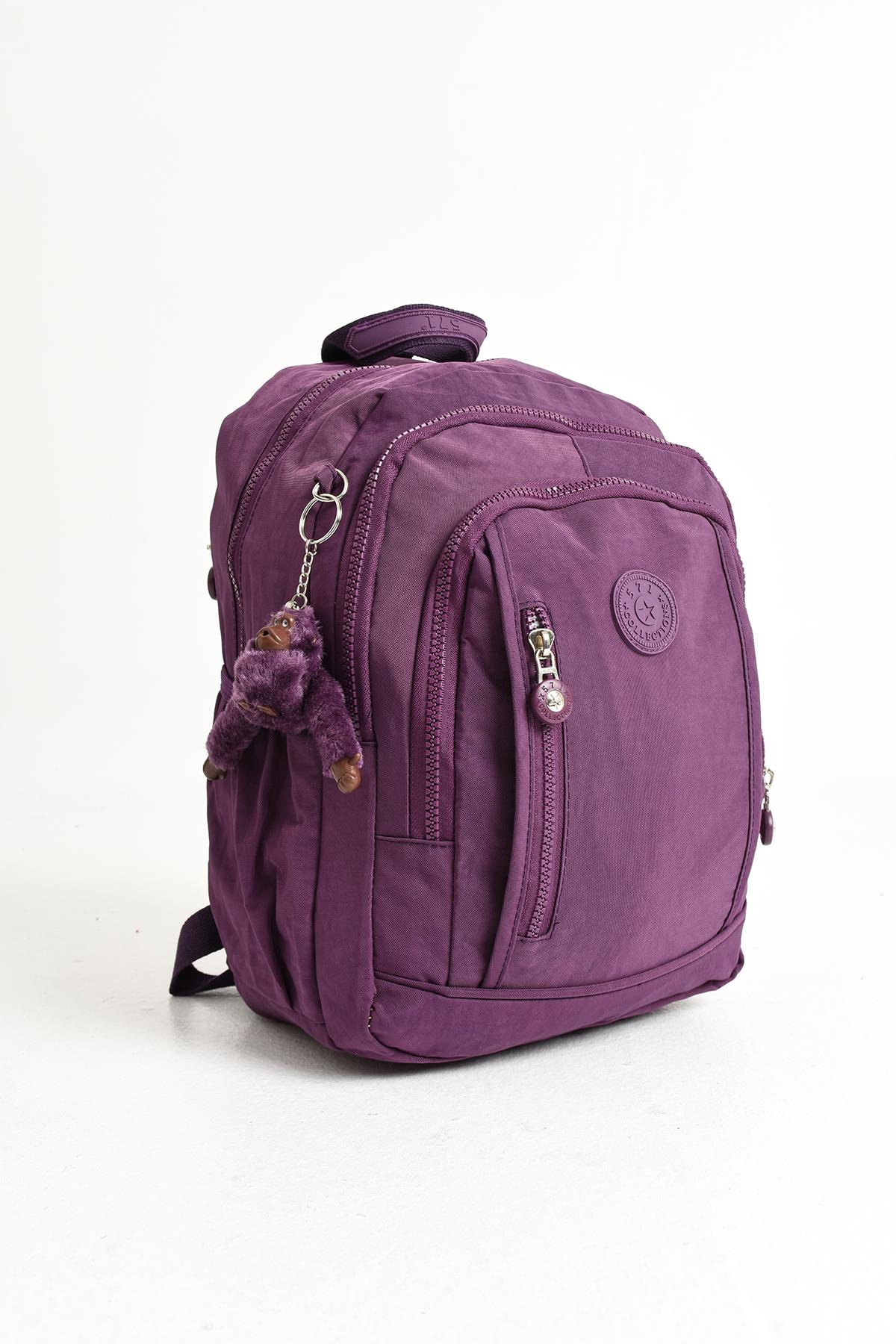 Ultra Hafif Çok Cepli Orta Boy Sırt Çantası Mor (Model: 571-4D)