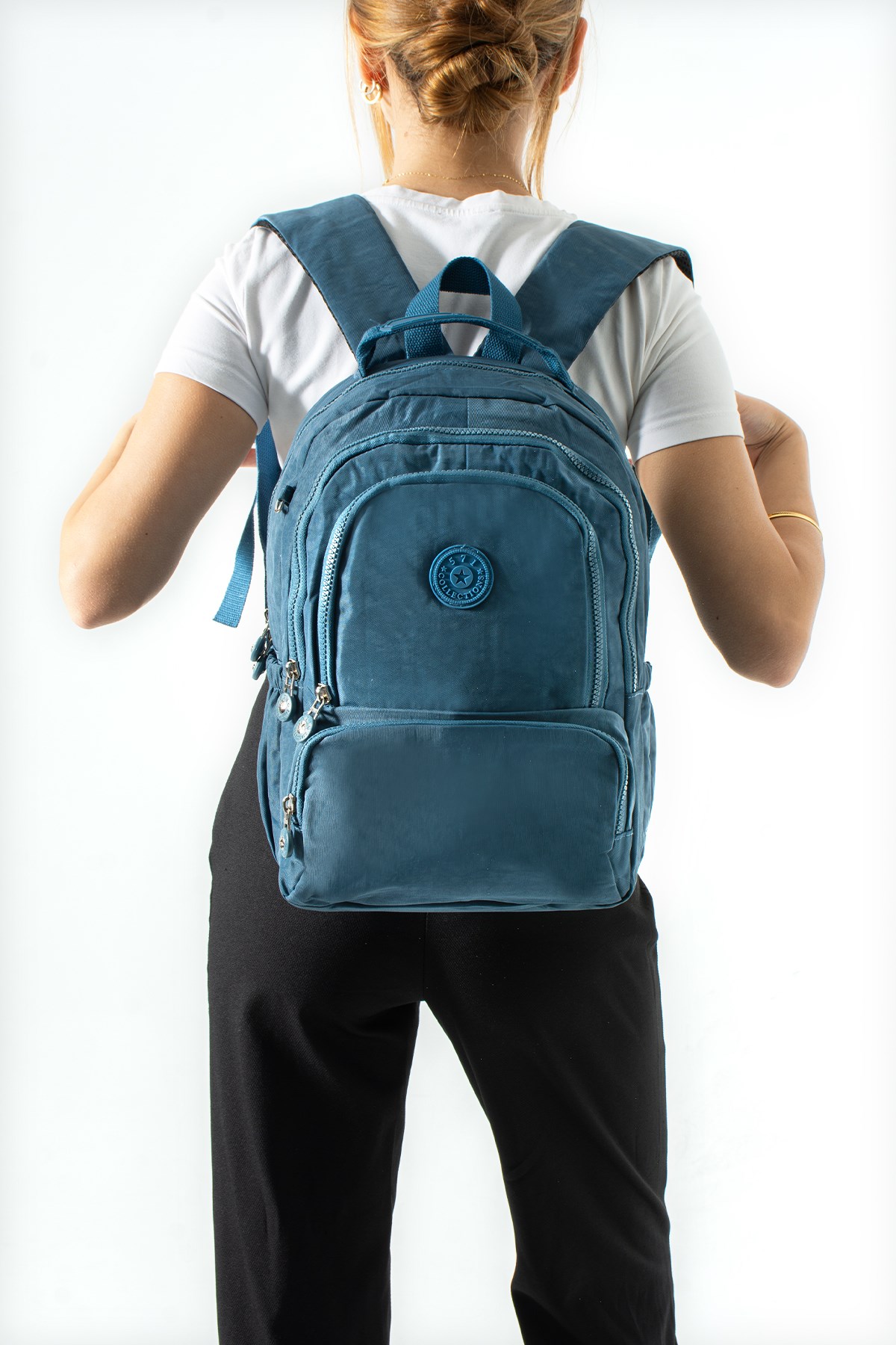 Ultra Hafif Çok Cepli Orta Boy Sırt Çantası Mavi Model: (571-4H)