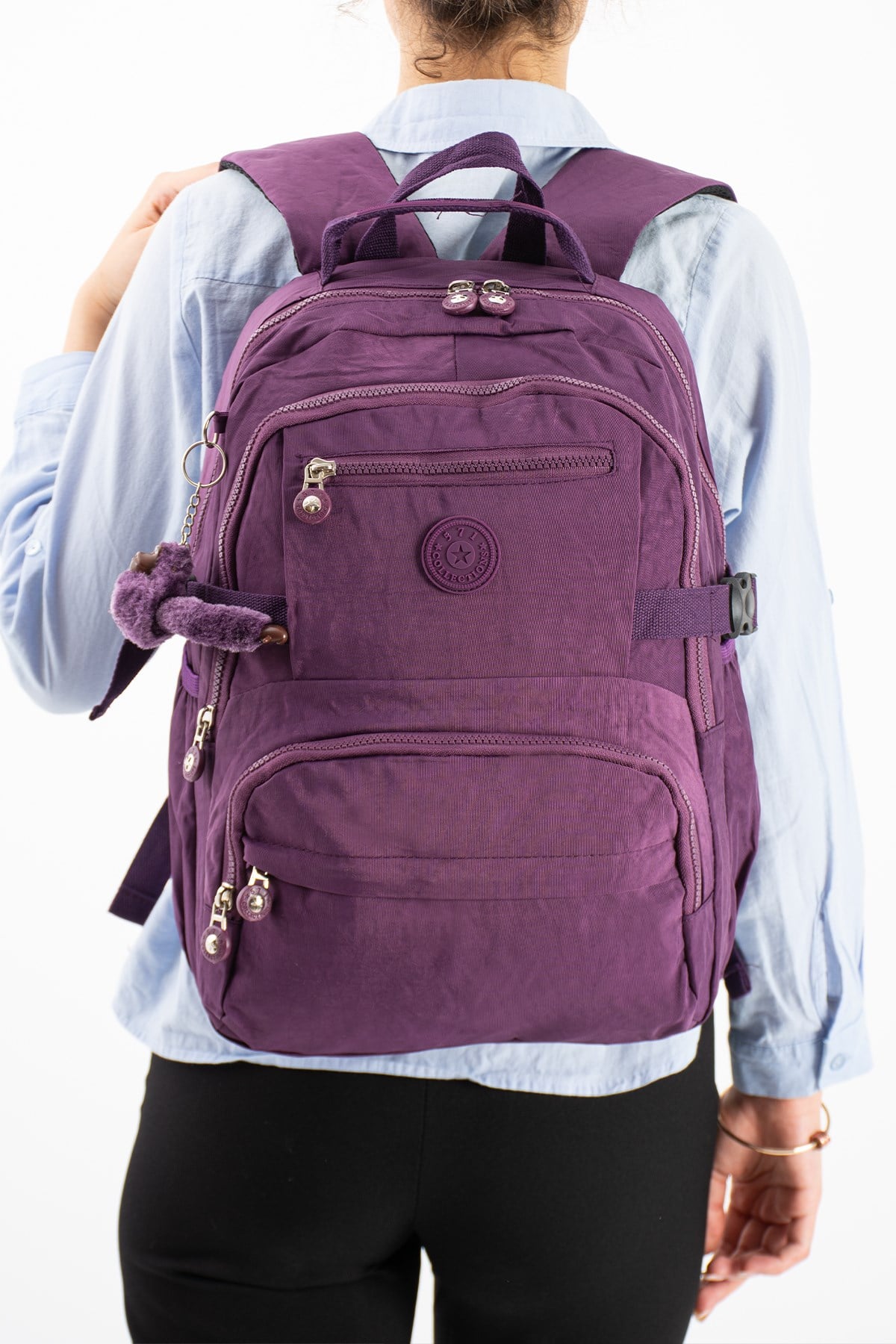 Ultra Hafif Çok Cepli Orta Boy Sırt Çantası Mor Model: (571-3R)