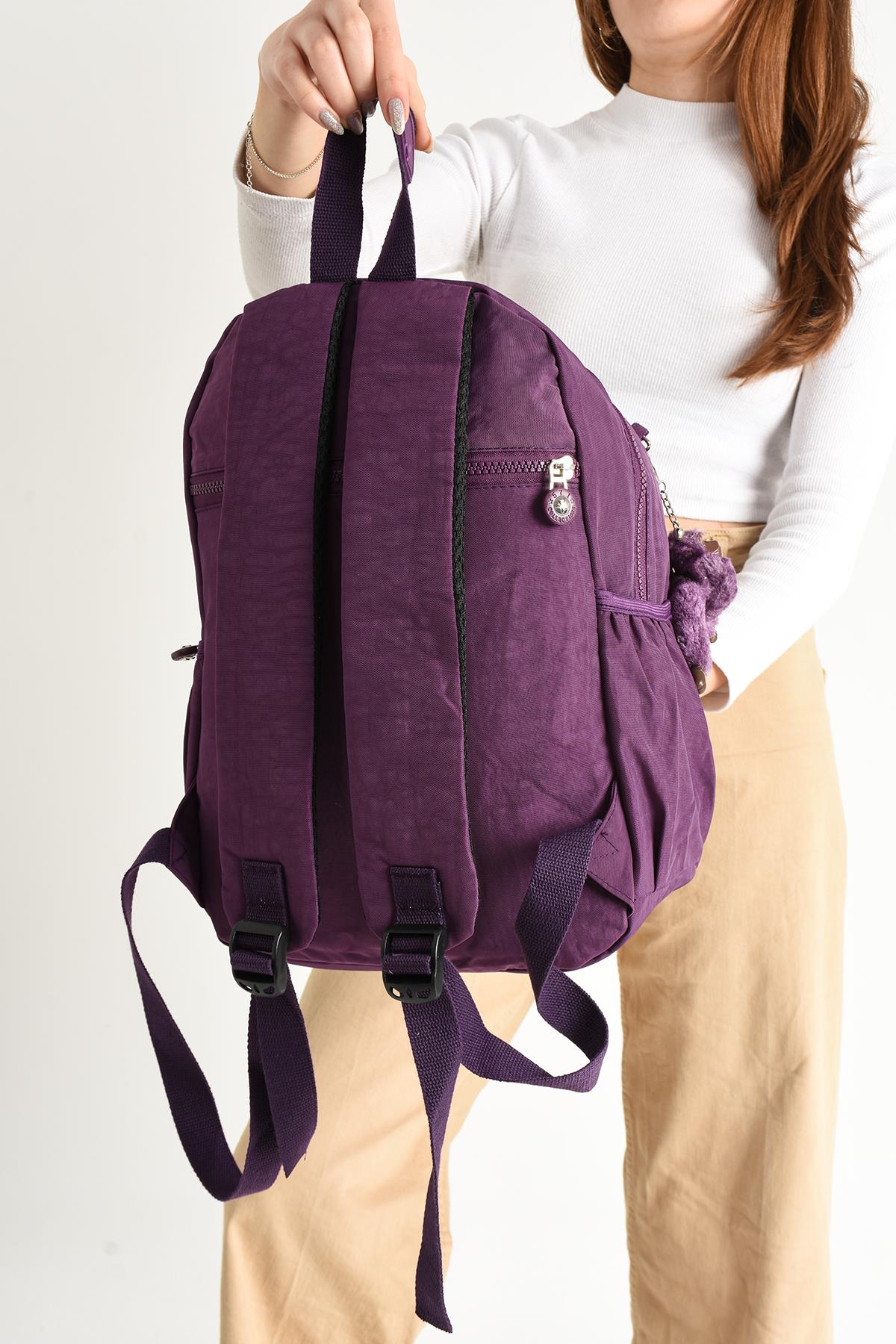 Ultra Hafif Çok Cepli Orta Boy Sırt Çantası Mor (Model: 571-4D)