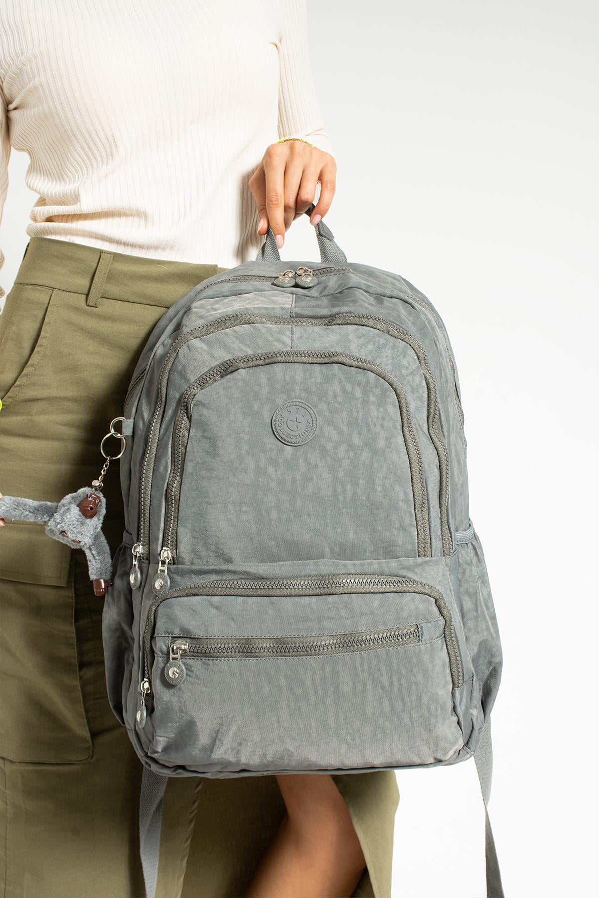 Ultra Hafif Çok Cepli Su Geçirmez Sırt Çantası Unisex Gri (Model: 571-1G)