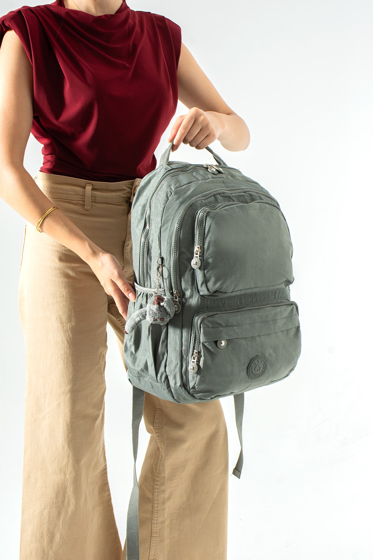 Ultra Hafif Çok Cepli Su Geçirmez Sırt Çantası Unisex Gri (Model: 571-2H)
